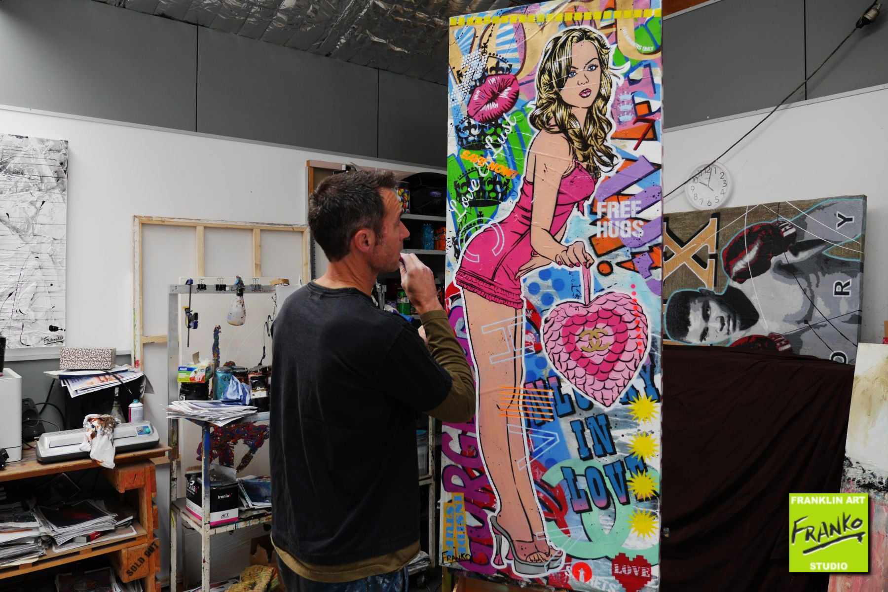 Tiara 160cm x 60cm Textured Urban Pop Art Painting (SOLD)-urban pop-[Franko_Artist]-[The_Block]-[Dream_Homes]-[ideas]- [Grand_Designs]-Franklin Art Studio