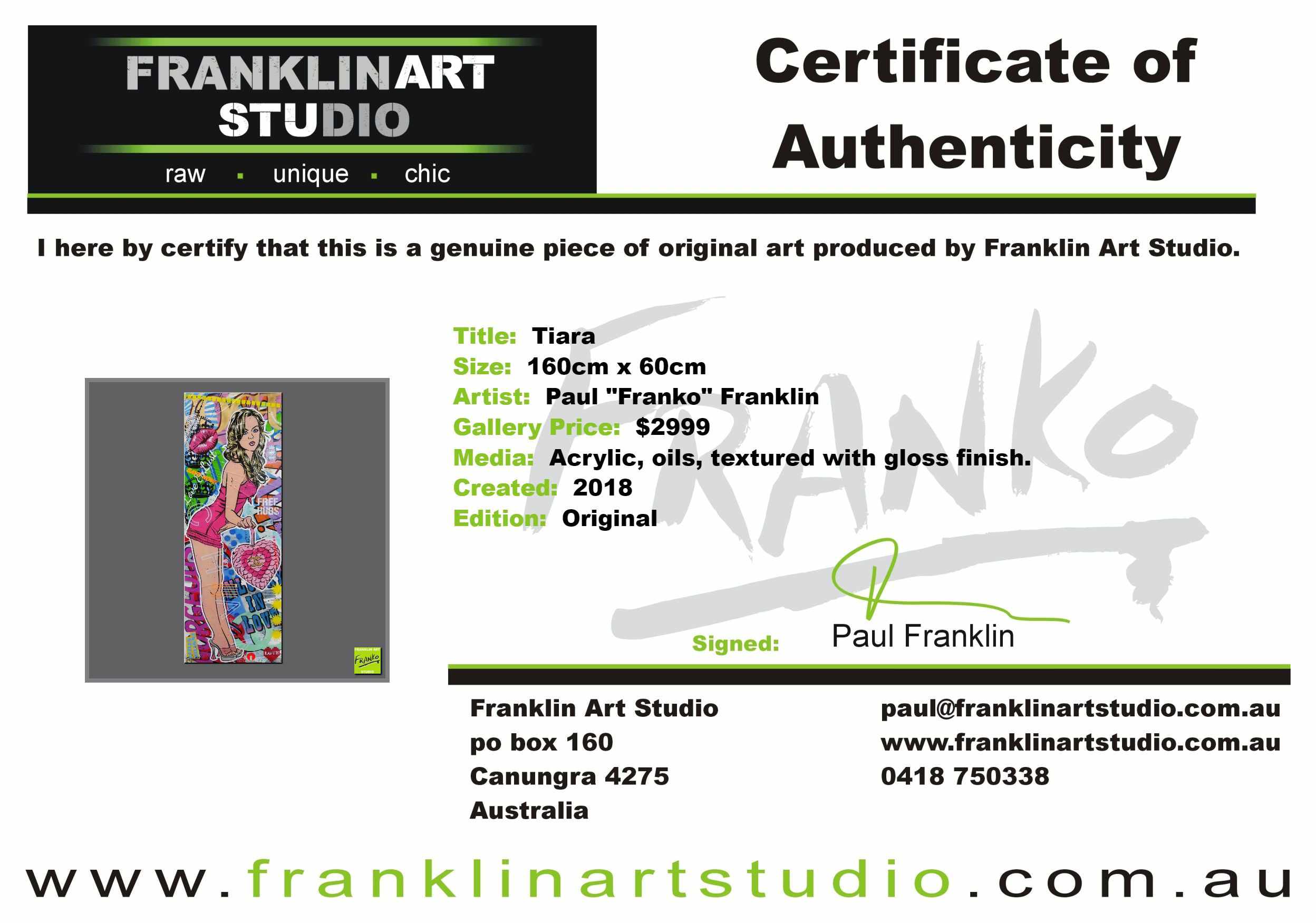 Tiara 160cm x 60cm Textured Urban Pop Art Painting (SOLD)-urban pop-[Franko_Artist]-[The_Block]-[Dream_Homes]-[ideas]-[Grand_Designs]-[Art_Lover]-Franklin Art Studio