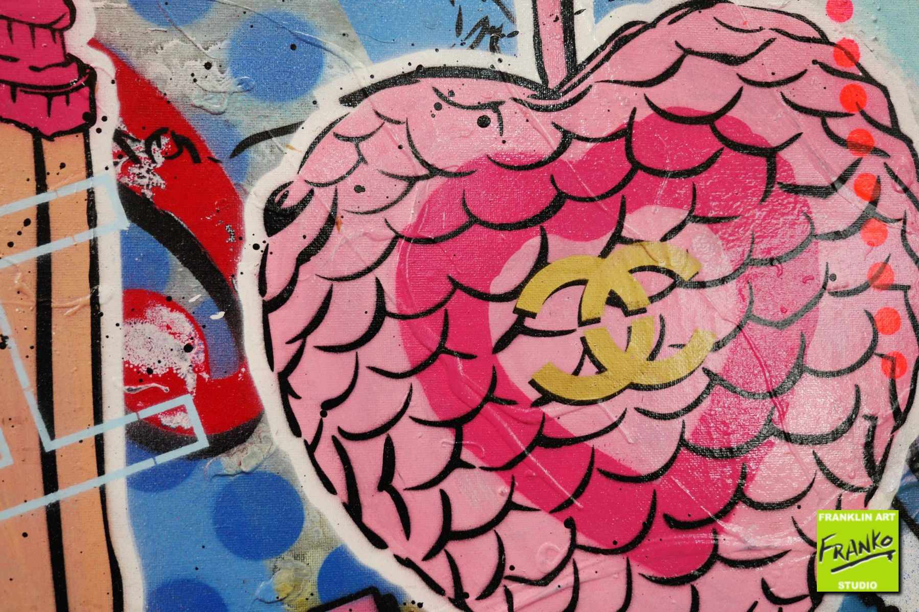 Tiara 160cm x 60cm Chanel Playboy Textured Urban Pop Art Painting (SOLD)-urban pop-[Franko]-[Artist]-[Australia]-[Painting]-Franklin Art Studio