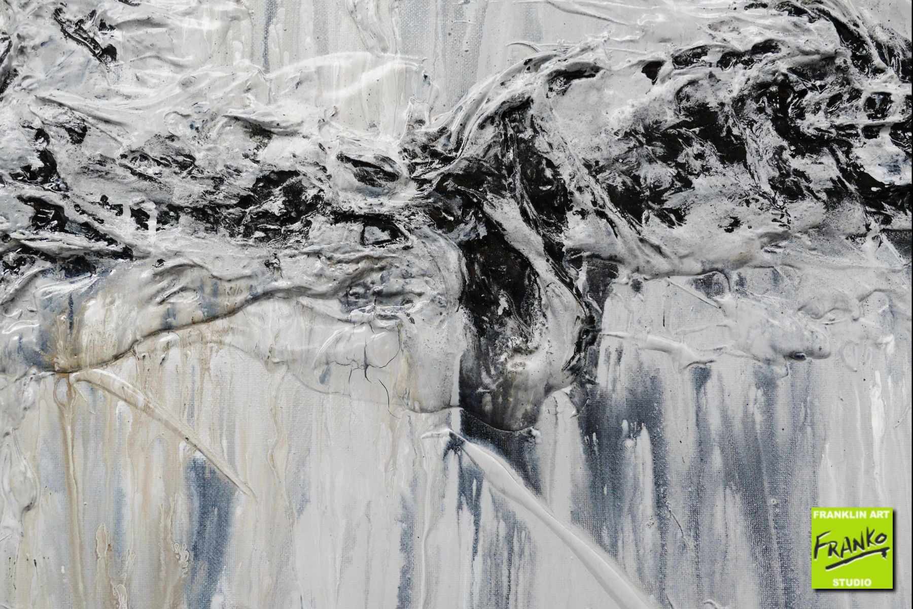 Time 160cm x 100cm Black Grey Textured Abstract Painting (SOLD)