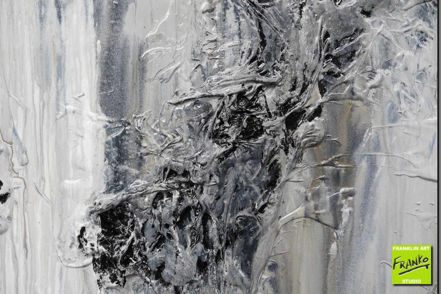 Time 160cm x 100cm Black Grey Textured Abstract Painting (SOLD)-Abstract-[Franko]-[Artist]-[Australia]-[Painting]-Franklin Art Studio