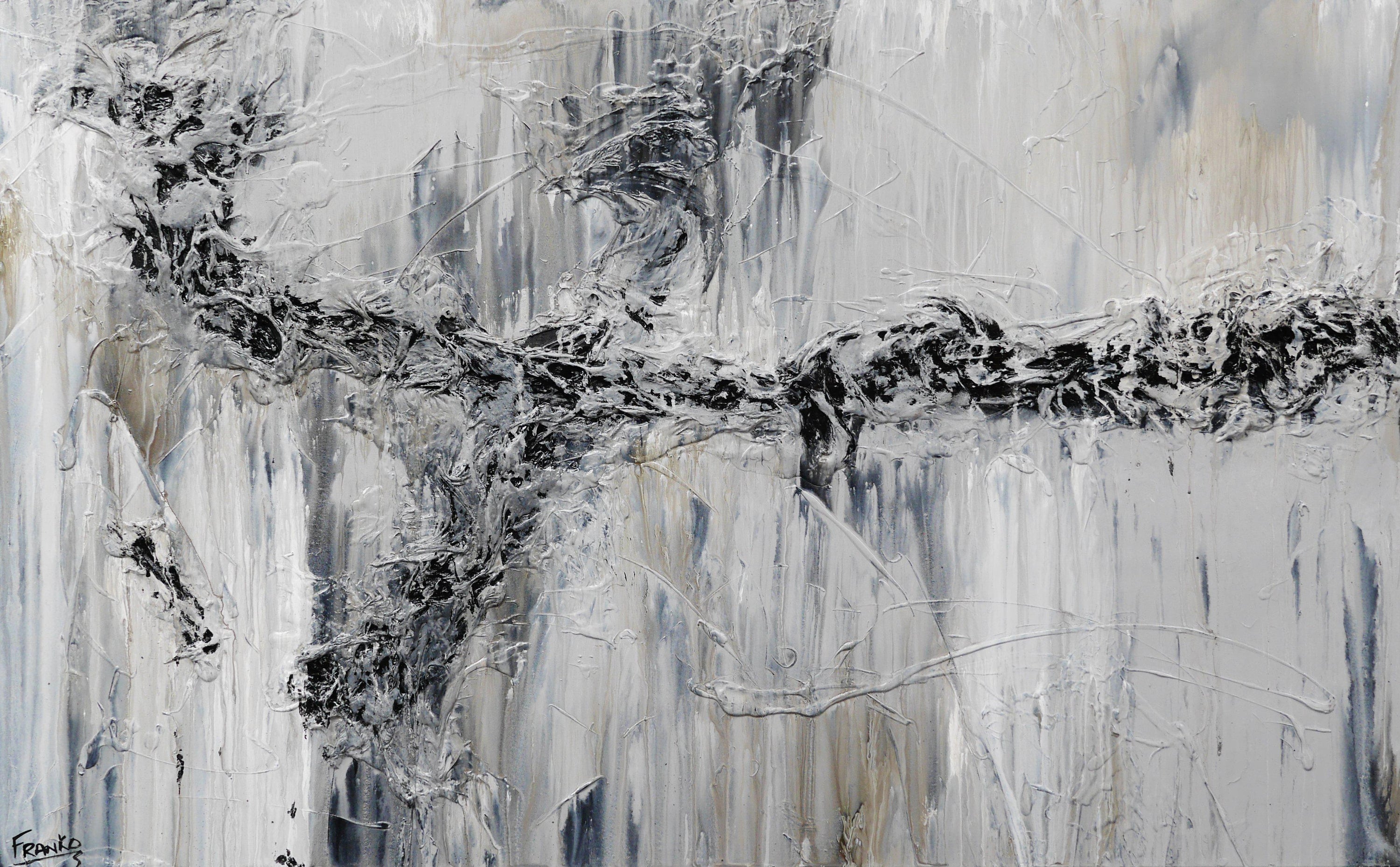 Time 160cm x 100cm Black Grey Textured Abstract Painting (SOLD)-Abstract-[Franko_Artist]-[Australian_artist]-[Gold_Coast]-[Brisbane]-[modern]-[contemporary]-[original]-[Large_artwork]-Franklin Art Studio