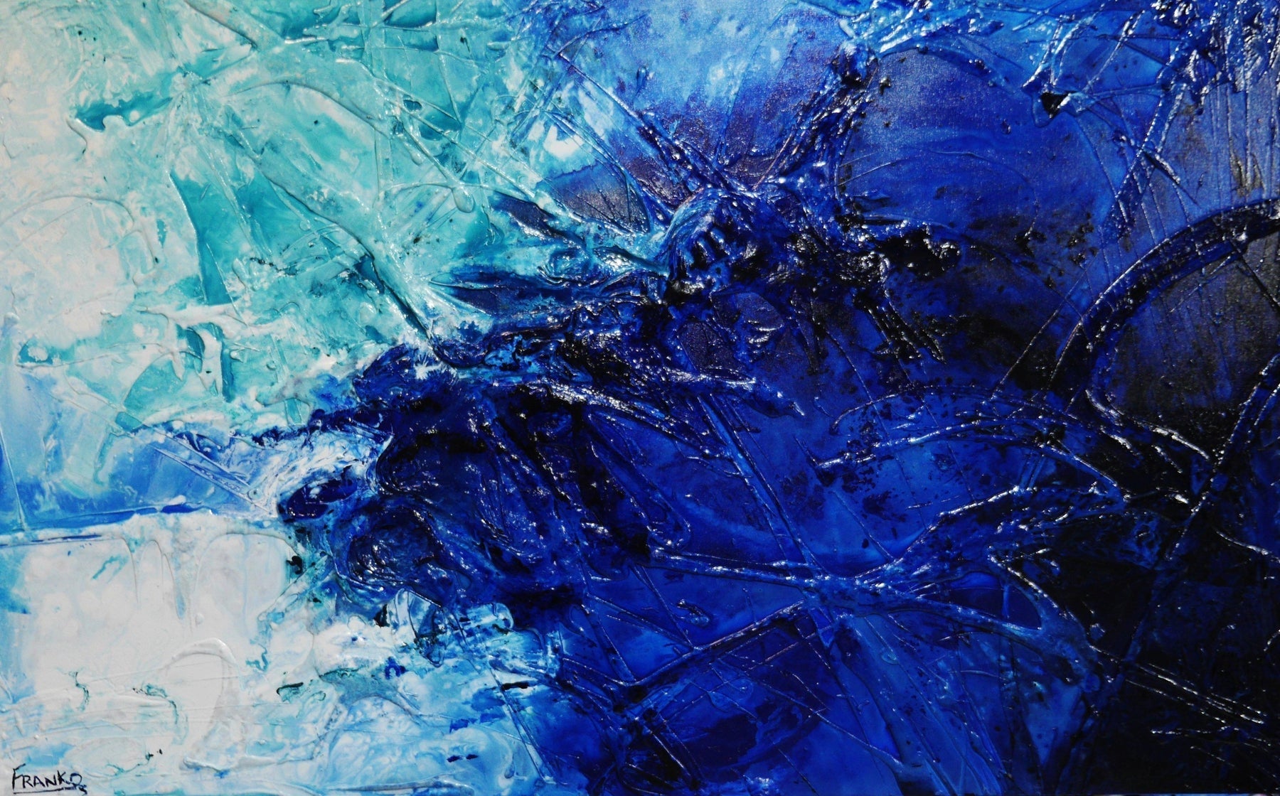 Titanium Blue 160cm x 100cm Blue White Textured Abstract Painting (SOLD)-Abstract-[Franko_Artist]-[Australian_artist]-[Gold_Coast]-[Brisbane]-[modern]-[contemporary]-[original]-[Large_artwork]-Franklin Art Studio