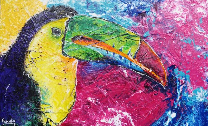 Toucan Riots 160cm x 100cm Toucan Painting (SOLD)-Animals-[Franko_Artist]-[Australian_artist]-[Gold_Coast]-[Brisbane]-[modern]-[contemporary]-[original]-[Large_artwork]-Franklin Art Studio