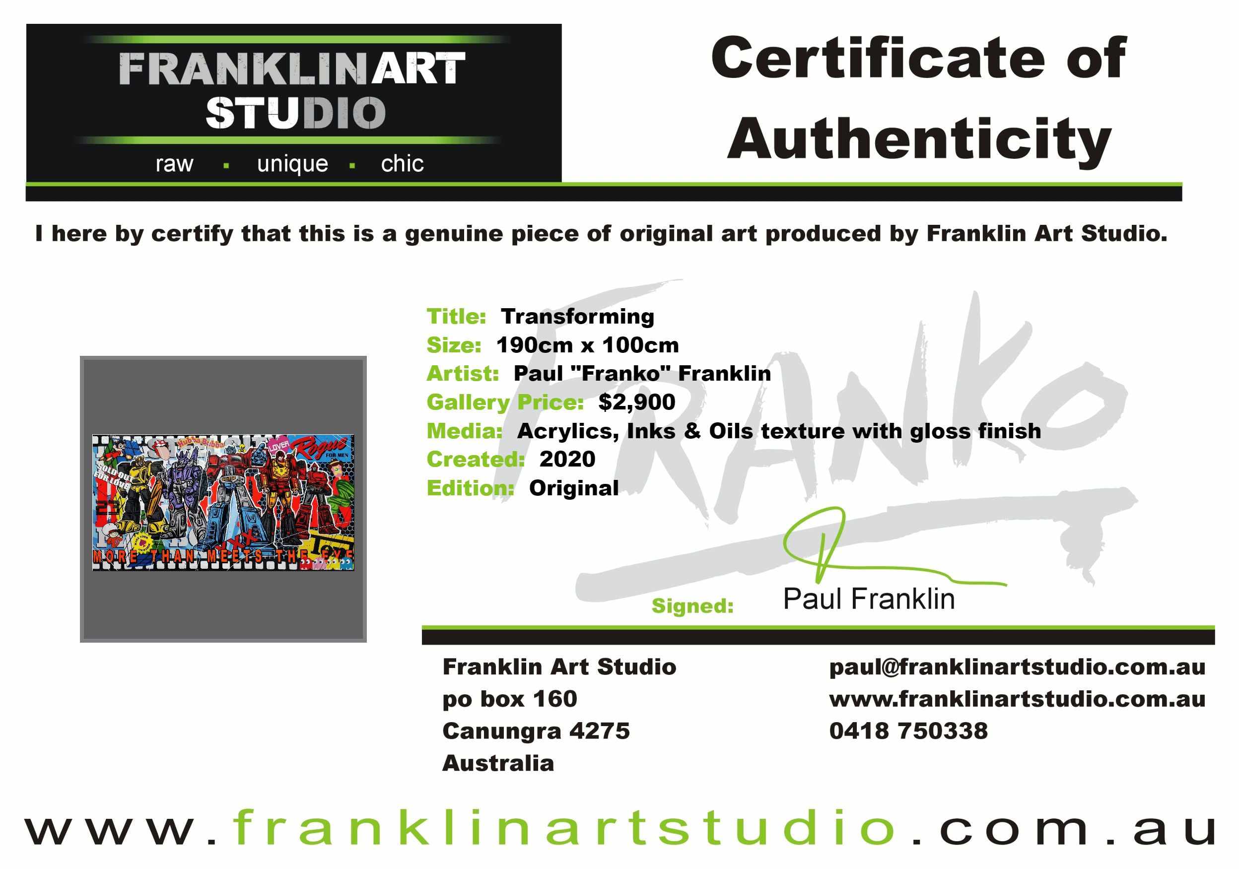 Transforming 190cm x 100cm Transformers Textured Urban Pop Art Painting (SOLD)-Urban Pop Art-[Franko_Artist]-[The_Block]-[Dream_Homes]-[ideas]-[Grand_Designs]-[Art_Lover]-Franklin Art Studio