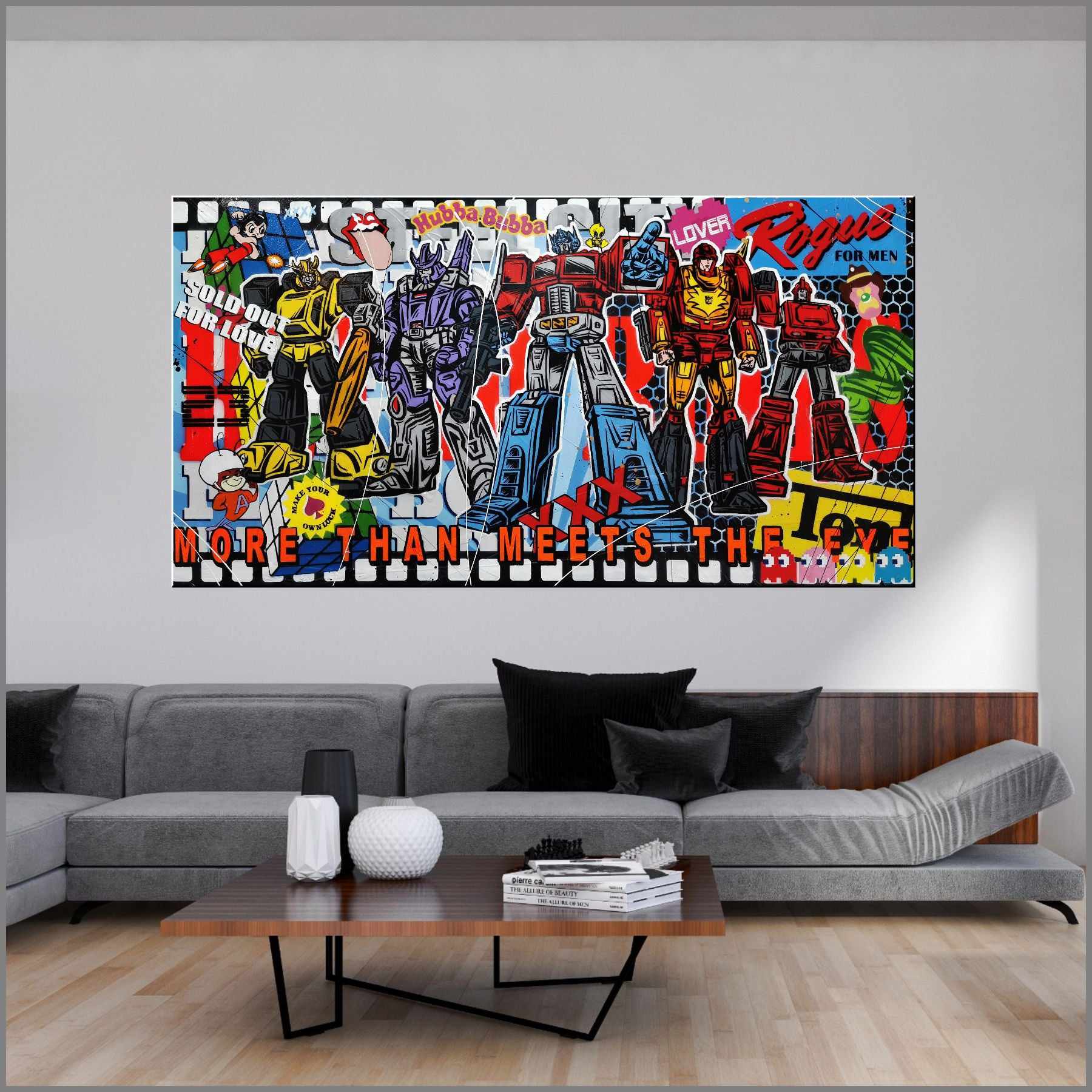Transforming 190cm x 100cm Transformers Textured Urban Pop Art Painting (SOLD)-Urban Pop Art-[Franko_Artist]-[Australian_artist]-[Gold_Coast]-[Brisbane]-[modern]-[contemporary]-[original]-[Large_artwork]-[The_Block]-[Dream_Homes]-[ideas]-[Grand_Designs]-[Art_Lover]-Franklin Art Studio