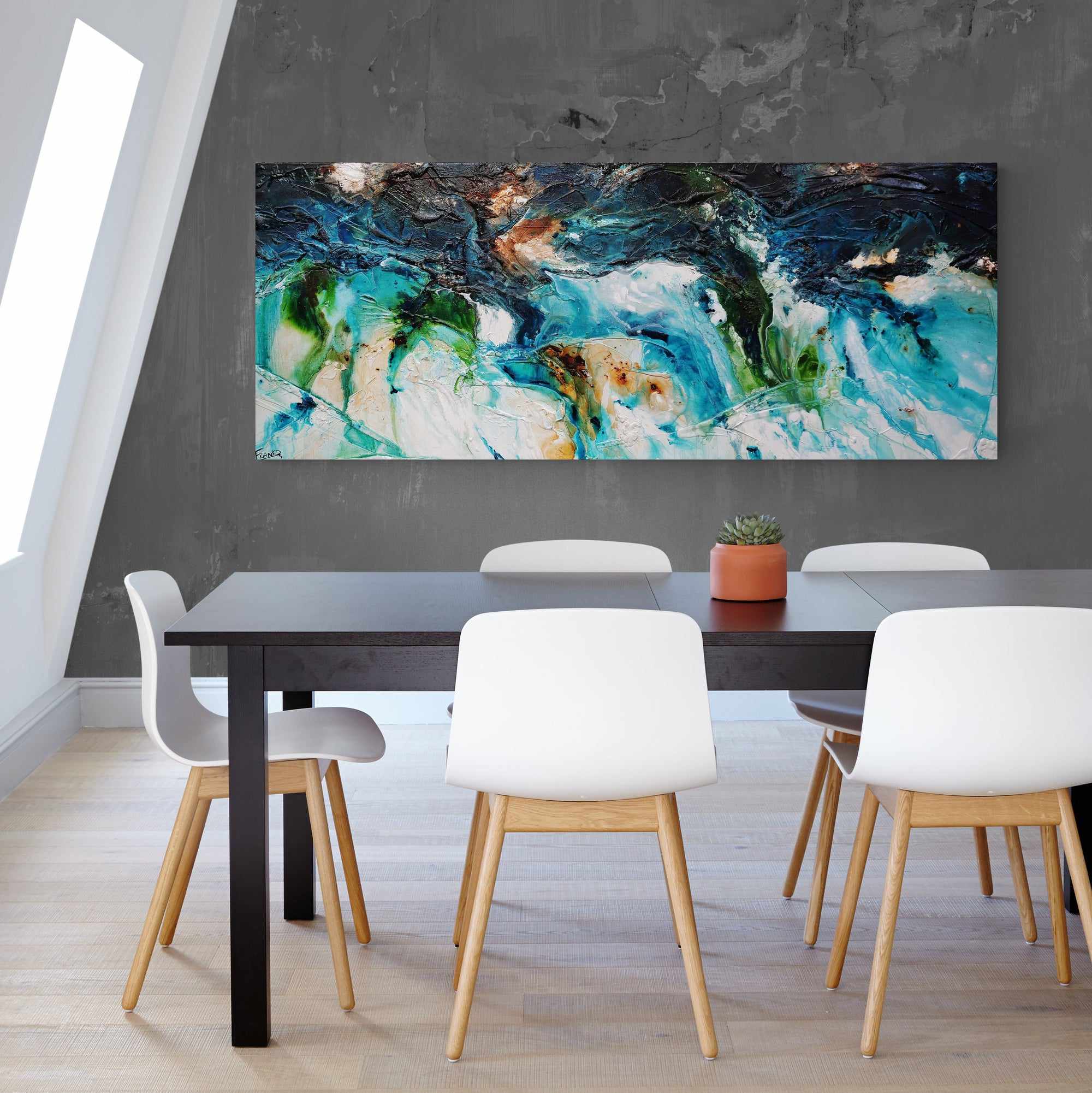 Turquoise Element 200cm x 80cm Textured Abstract Painting (SOLD)-Abstract-[Franko_Artist]-[Australian_artist]-[Gold_Coast]-[Brisbane]-[modern]-[contemporary]-[original]-[Large_artwork]-[The_Block]-[Dream_Homes]-[ideas]-[Grand_Designs]-[Art_Lover]-Franklin Art Studio