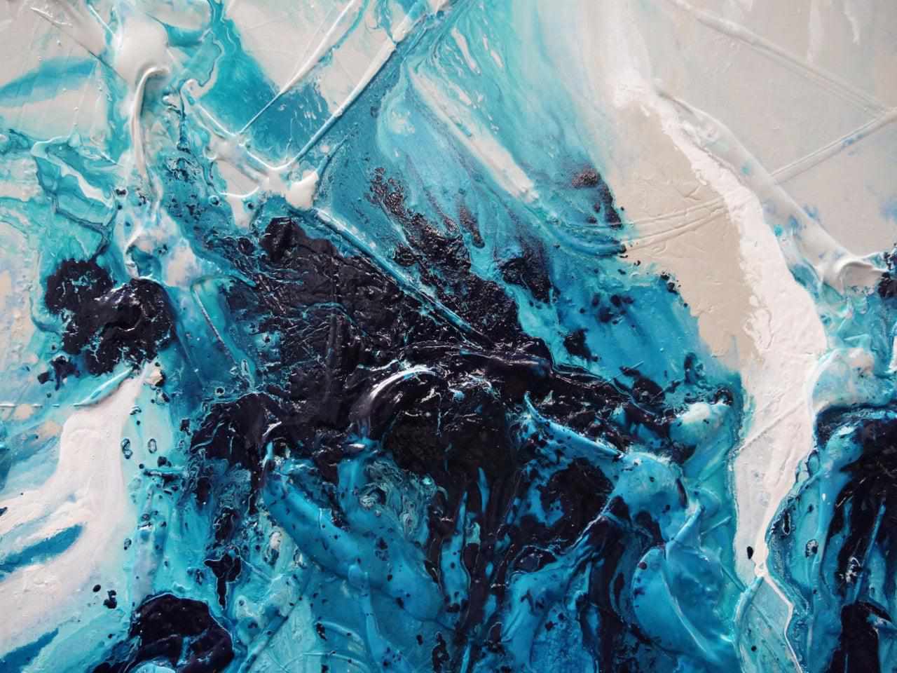 Turquoise Moon 120cm x 100cm Malt Teal Textured Abstract Painting (SOLD)