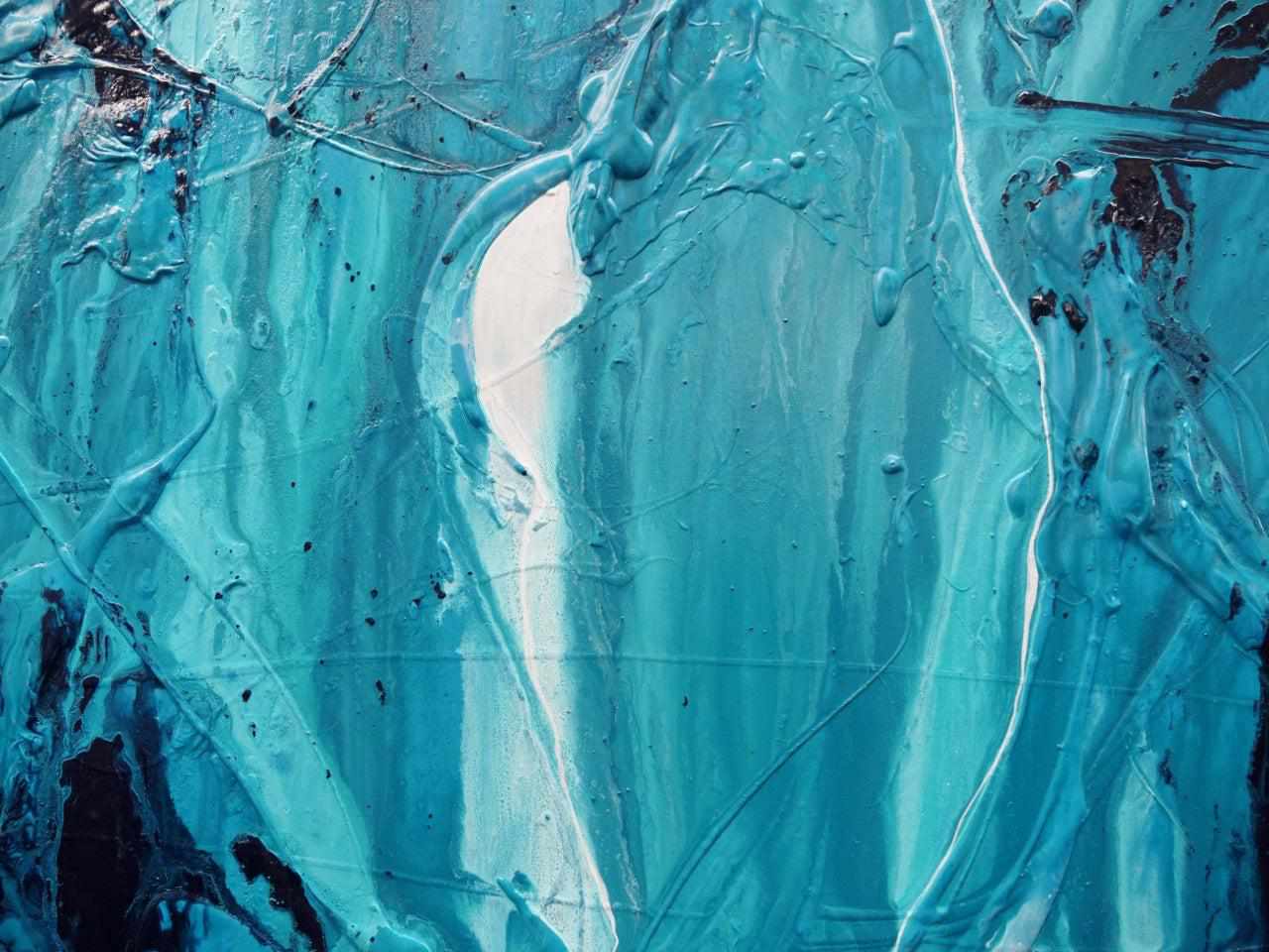 Turquoise Moon 120cm x 100cm Malt Teal Textured Abstract Painting (SOLD)