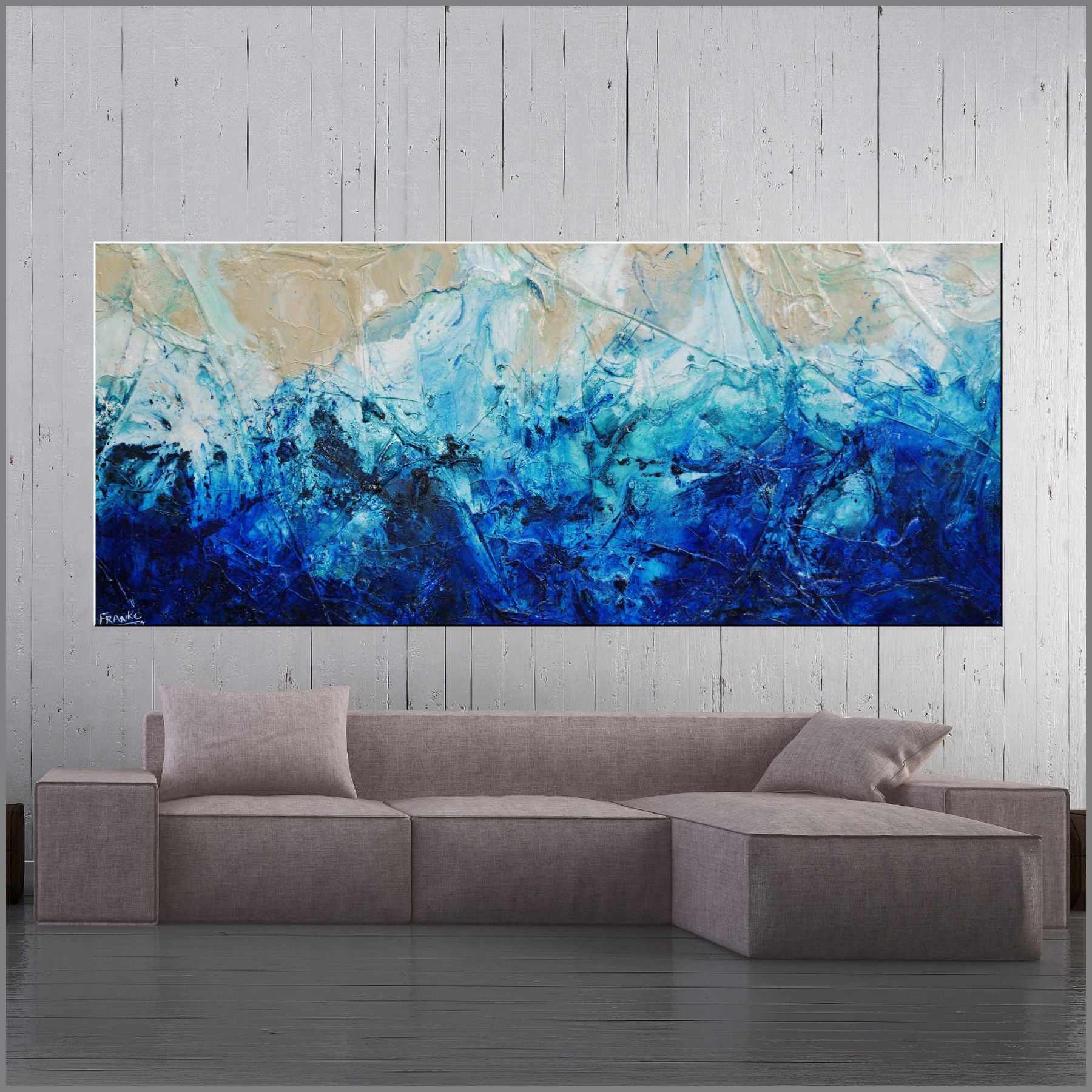 Turquoise Reef 240cm x 100cm Blue Cream Textured Abstract Painting (SOLD)-Abstract-[Franko_Artist]-[Australian_artist]-[Gold_Coast]-[Brisbane]-[modern]-[contemporary]-[original]-[Large_artwork]-[The_Block]-[Dream_Homes]-[ideas]-[Grand_Designs]-[Art_Lover]-Franklin Art Studio