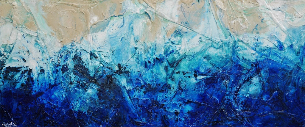 Turquoise Reef 240cm x 100cm Blue Cream Textured Abstract Painting (SOLD)-Abstract-[Franko_Artist]-[Australian_artist]-[Gold_Coast]-[Brisbane]-[modern]-[contemporary]-[original]-[Large_artwork]-Franklin Art Studio