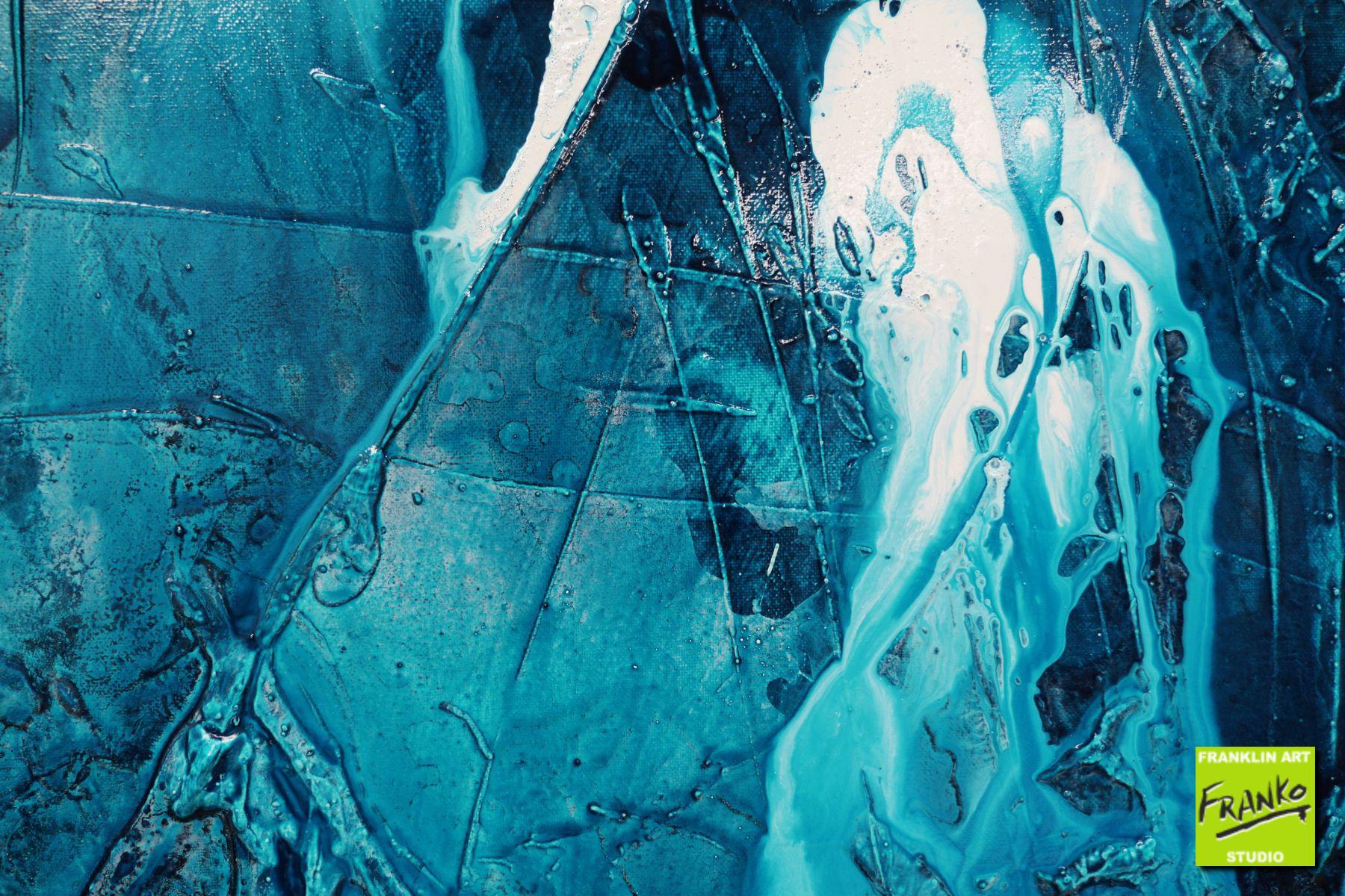 Turquoise Style 140cm x 100cm Blue White Textured Abstract Painting (SOLD)