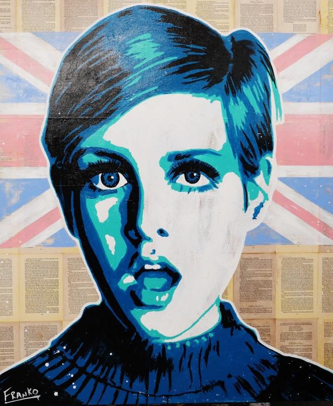 Twiggy Yes 120cm x 100cm Twiggy Vintage Book Pop art Painting (SOLD)-book club-[Franko_Artist]-[Australian_artist]-[Gold_Coast]-[Brisbane]-[modern]-[contemporary]-[original]-[Large_artwork]-Franklin Art Studio