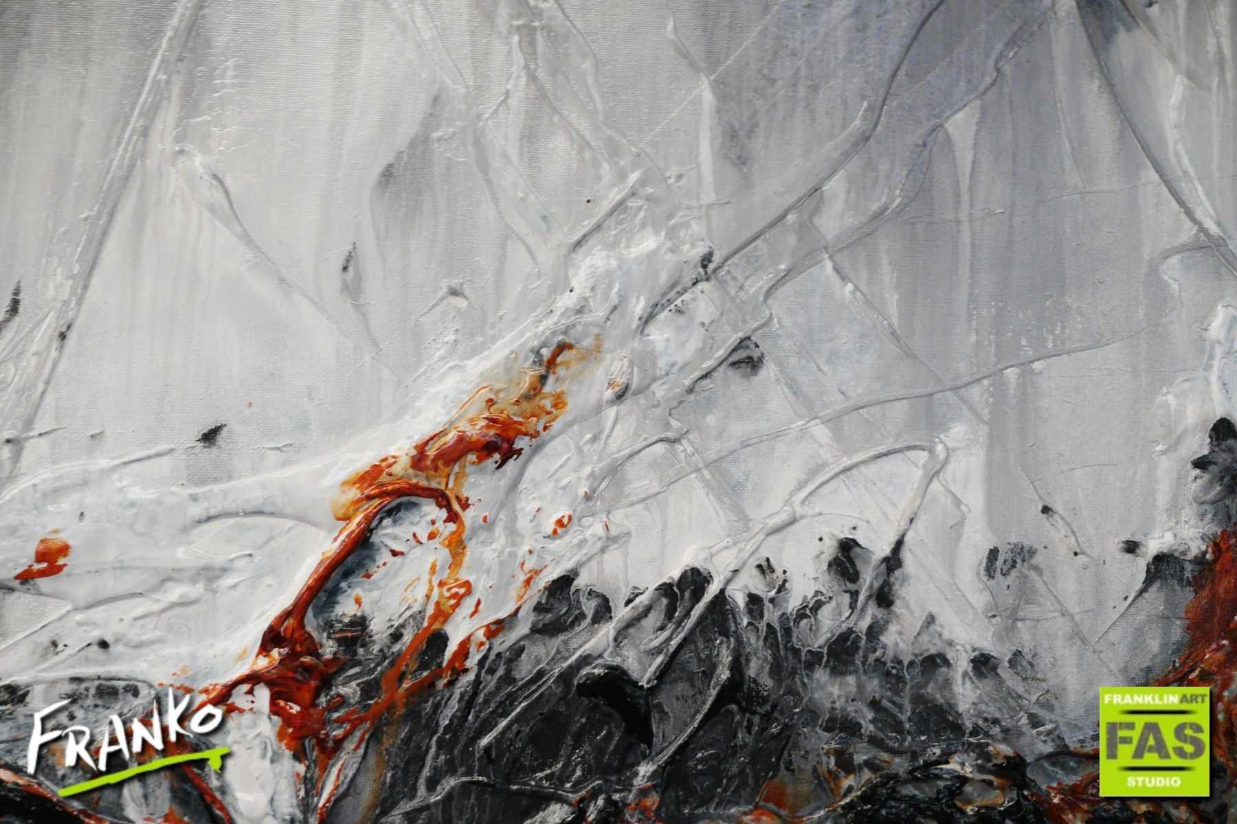 Umbro 190cm x 100cm Brown Grey White Textured Abstract Painting (SOLD)