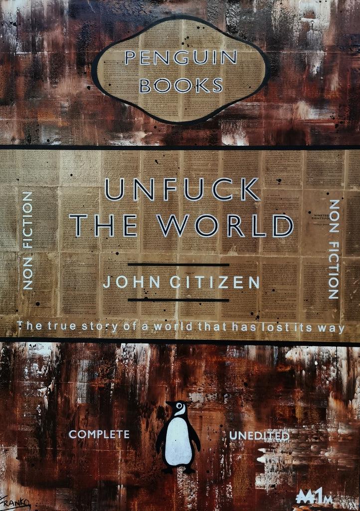 Unfuck - The Vintage Version 140cm x 100cm Unfuck The World Urban Pop Book Club Painting-book club-[Franko_Artist]-[Australian_artist]-[Gold_Coast]-[Brisbane]-[modern]-[contemporary]-[original]-[Large_artwork]-Franklin Art Studio