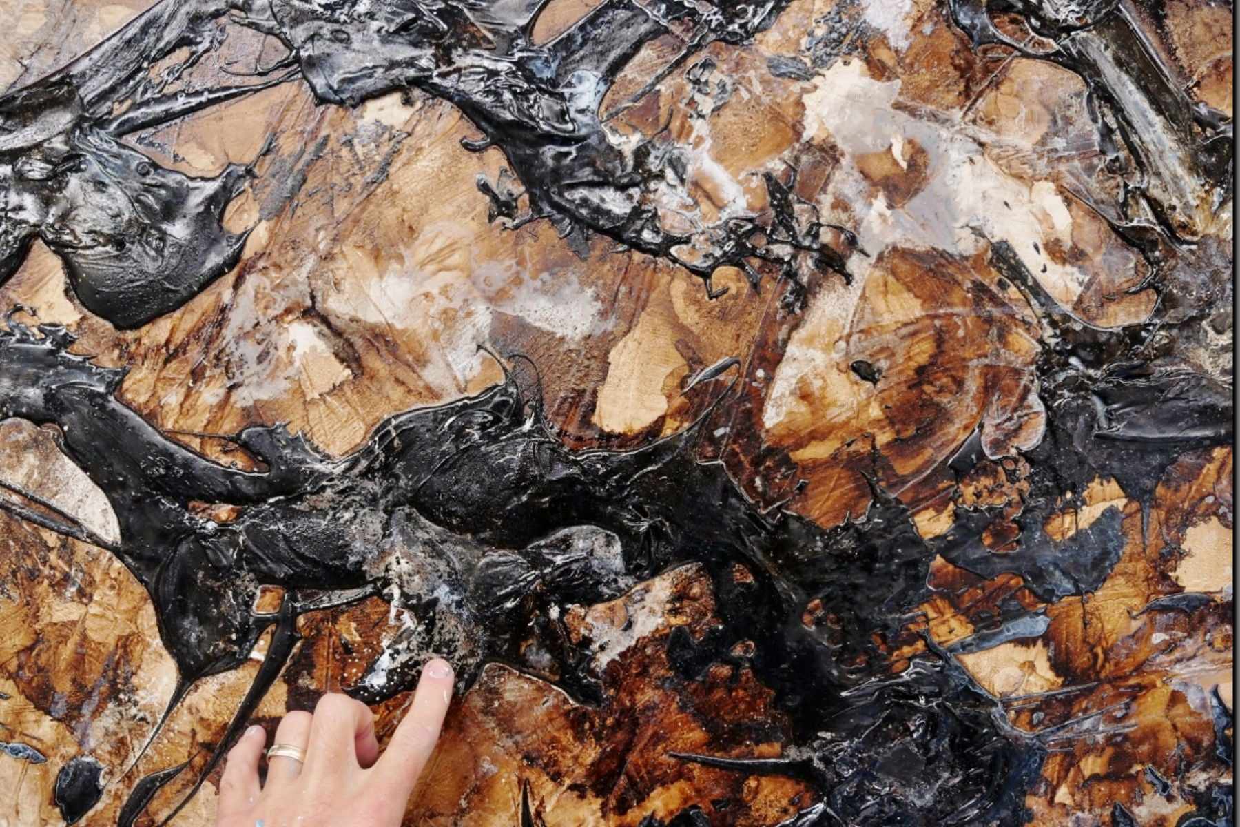 Vanilla Licorice 240cm x 100cm Black Rust Textured Abstract Painting (SOLD)-Abstract-[Franko]-[Artist]-[Australia]-[Painting]-Franklin Art Studio