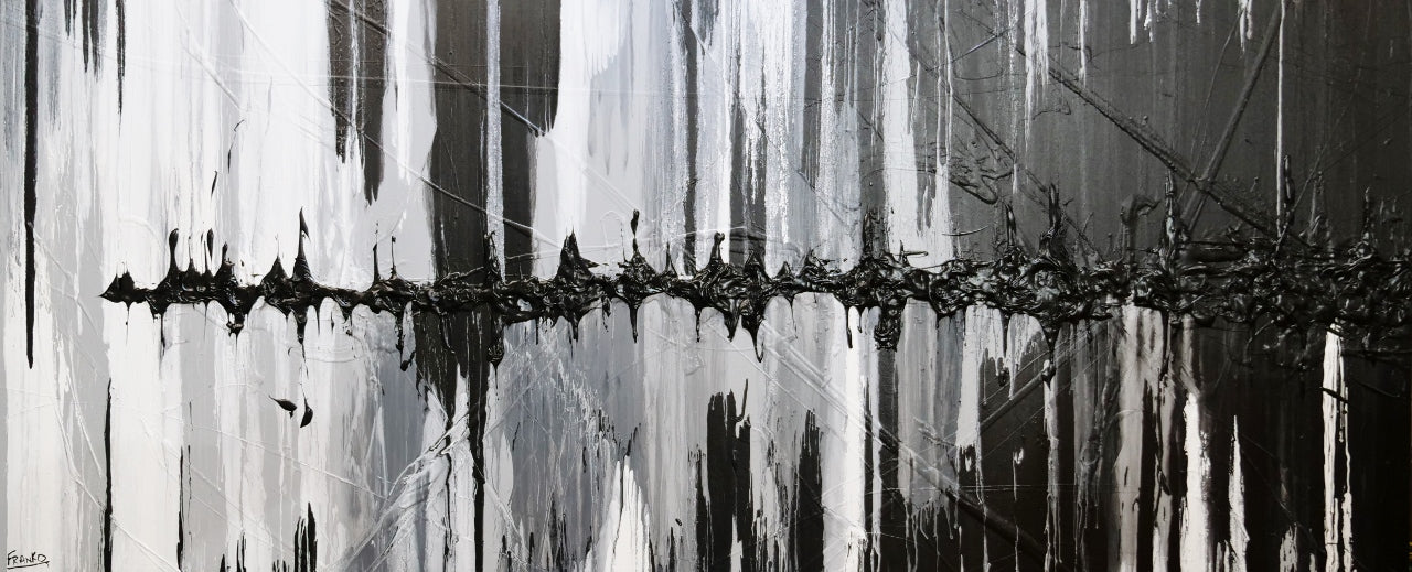 Variance 240cm x 100cm Black Grey Silver Textured Abstract Painting (SOLD)-Abstract-[Franko_Artist]-[Australian_artist]-[Gold_Coast]-[Brisbane]-[modern]-[contemporary]-[original]-[Large_artwork]-Franklin Art Studio