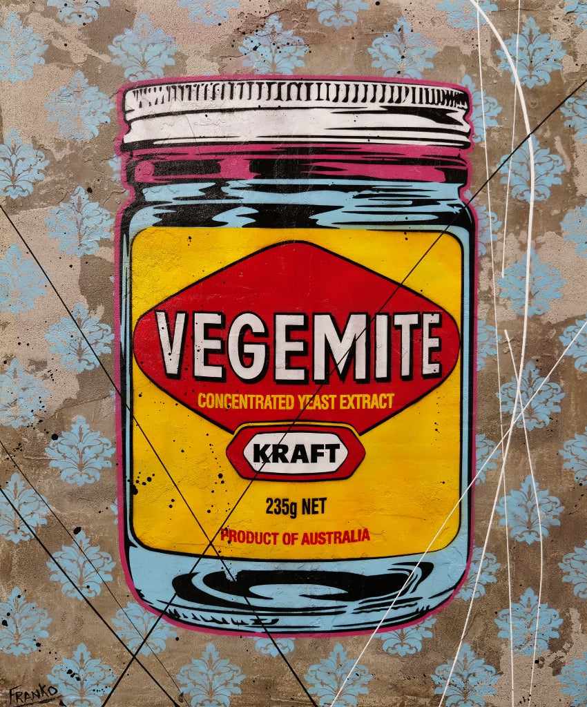 Vegemite Might 120cm x 100cm Vegemite Textured Urban Pop Art Painting (SOLD)-concrete-[Franko_Artist]-[Australian_artist]-[Gold_Coast]-[Brisbane]-[modern]-[contemporary]-[original]-[Large_artwork]-Franklin Art Studio