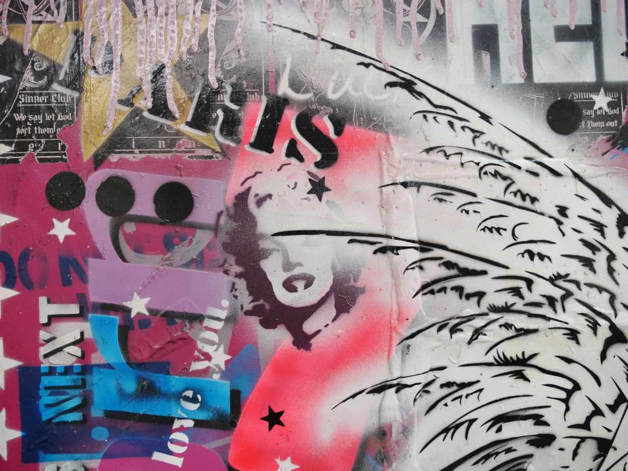 Vintage Angelic 240cm x 100cm Angel Textured Urban Pop Art Painting