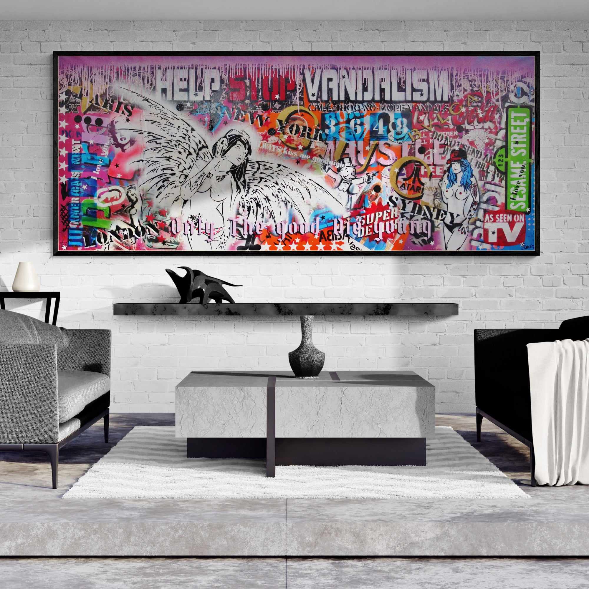 Vintage Angelic 240cm x 100cm Angel Textured Urban Pop Art Painting-Urban Pop Art-[Franko_Artist]-[Australian_artist]-[Gold_Coast]-[Brisbane]-[modern]-[contemporary]-[original]-[Large_artwork]-[The_Block]-[Dream_Homes]-[ideas]-[Grand_Designs]-[Art_Lover]-Franklin Art Studio