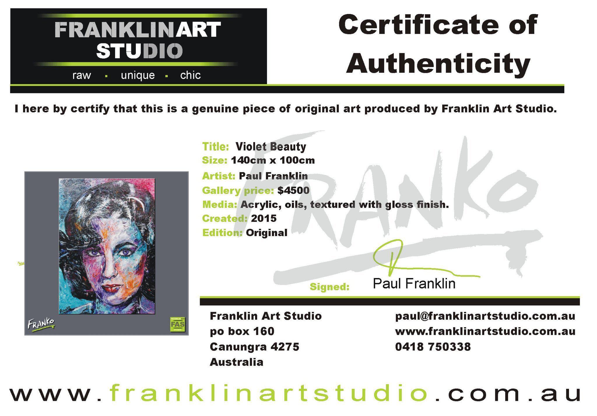 Violet Beauty 140cm x 100cm Elizabeth Taylor Painting (SOLD)-abstract realism-[Franko_Artist]-[The_Block]-[Dream_Homes]-[ideas]- [Grand_Designs]-Franklin Art Studio