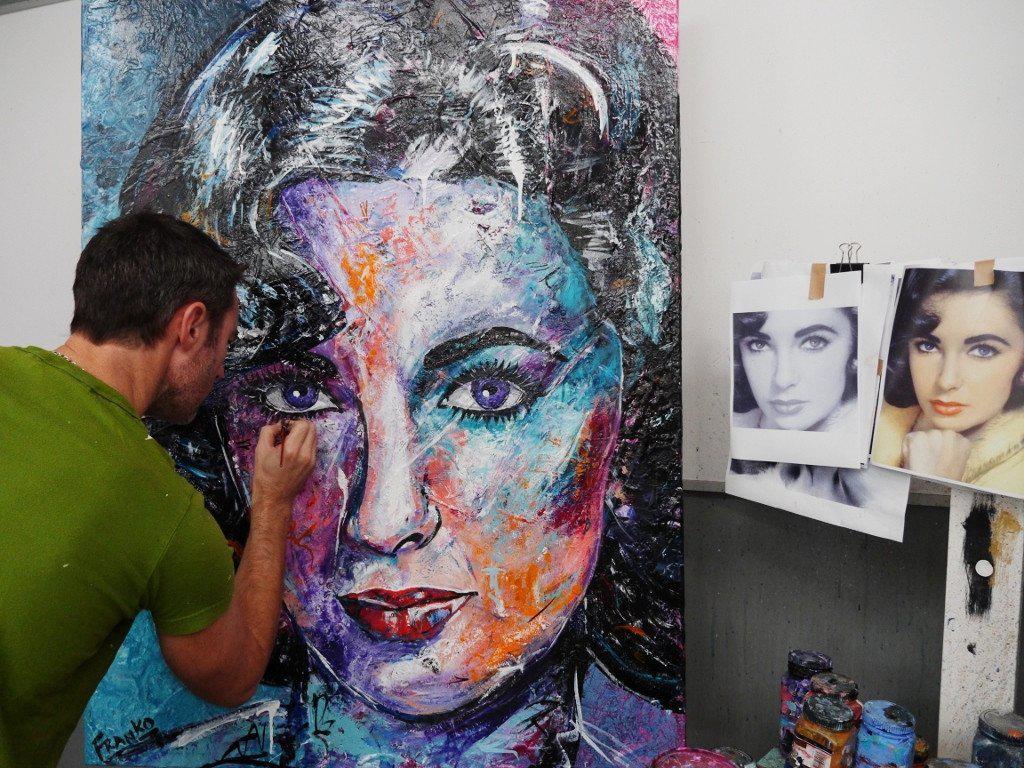 Violet Beauty 140cm x 100cm Elizabeth Taylor Painting (SOLD)-abstract realism-[Franko_Artist]-[The_Block]-[Dream_Homes]-[ideas]-[Grand_Designs]-[Art_Lover]-Franklin Art Studio