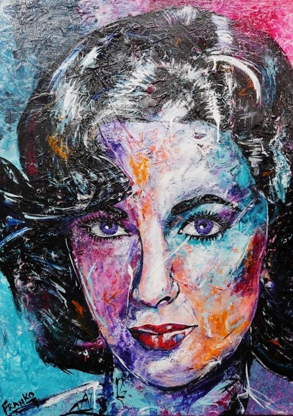 Violet Beauty 140cm x 100cm Elizabeth Taylor Painting (SOLD)-abstract realism-[Franko_Artist]-[Australian_artist]-[Gold_Coast]-[Brisbane]-[modern]-[contemporary]-[original]-[Large_artwork]-Franklin Art Studio