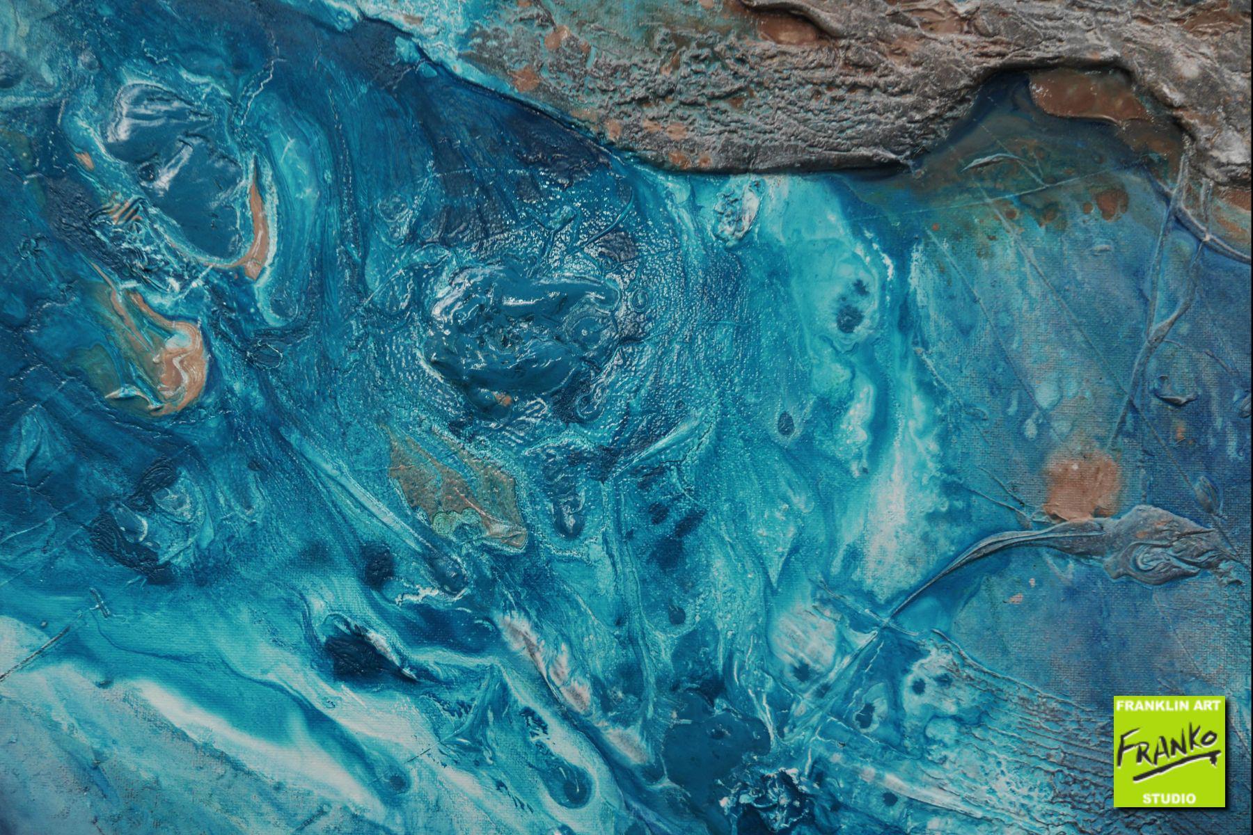 WOW Wipeout 160cm x 100cm Black Blue Textured Abstract Painting (SOLD)