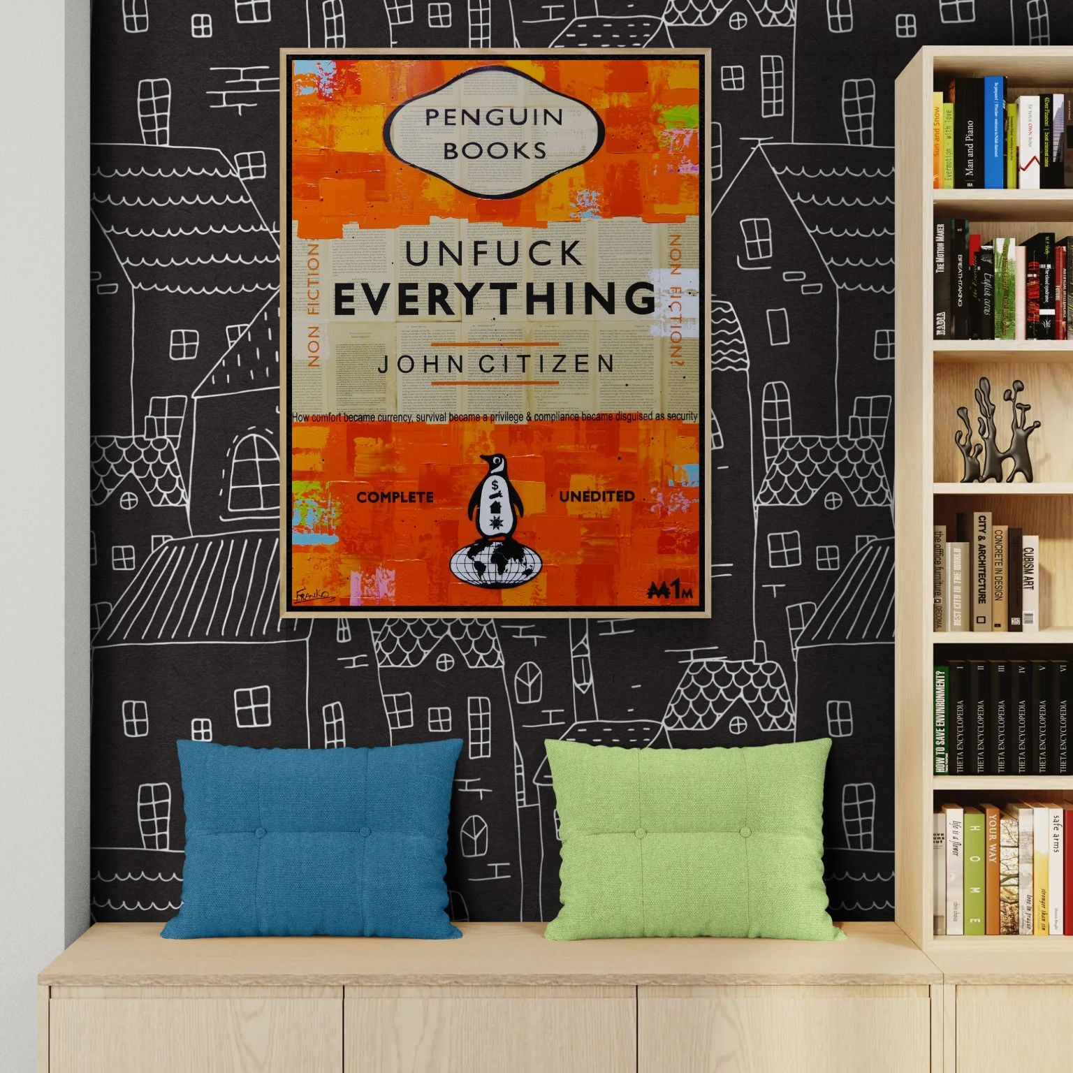 Everything 75cm x 100cm Urban Pop Book Club Painting