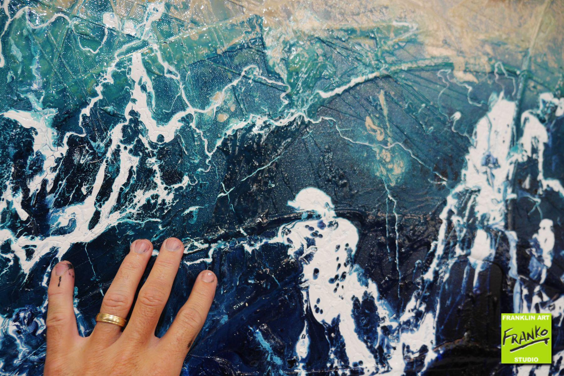 Washed Serenity 200cm x 80cm Cream Blue Textured Abstract Painting (SOLD)-Abstract-[Franko]-[Artist]-[Australia]-[Painting]-Franklin Art Studio