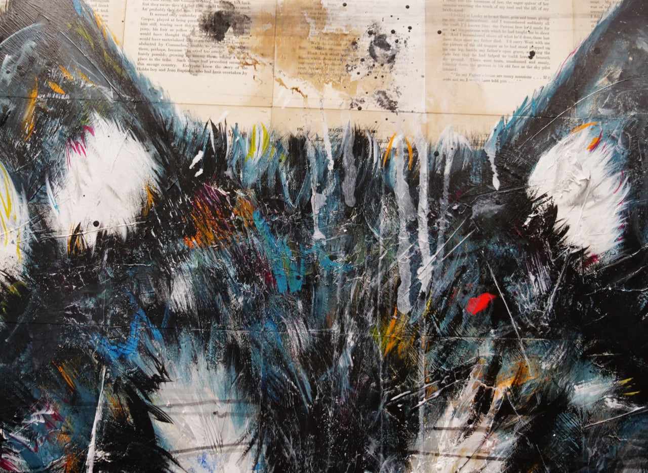 Westward Wolf 120cm x 120cm Wolf Abstract Realism Book Club Painting (SOLD)