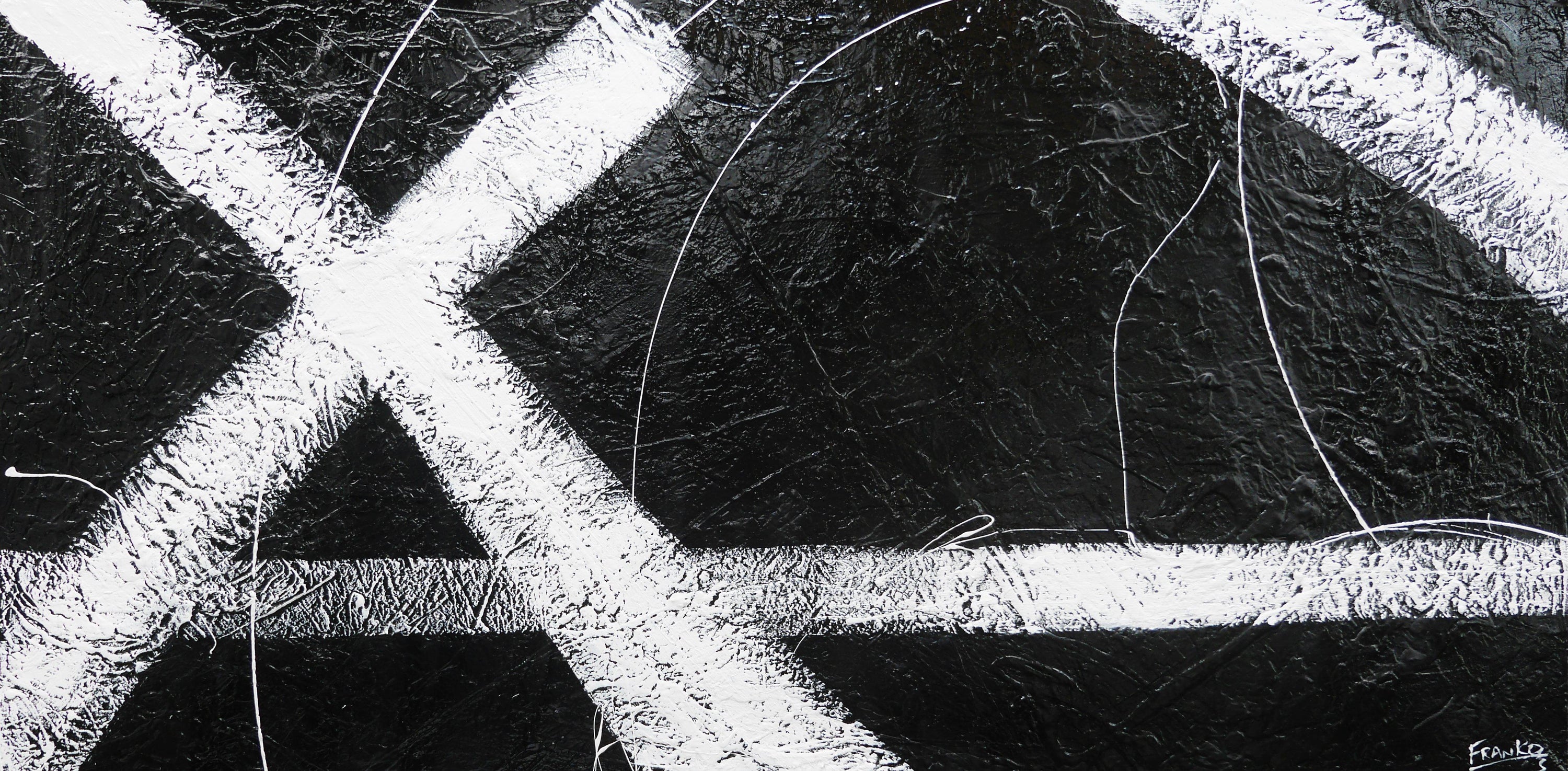 White Knight 120cm x 240cm Black White Abstract Painting (SOLD)-Abstract-[Franko_Artist]-[Australian_artist]-[Gold_Coast]-[Brisbane]-[modern]-[contemporary]-[original]-[Large_artwork]-Franklin Art Studio
