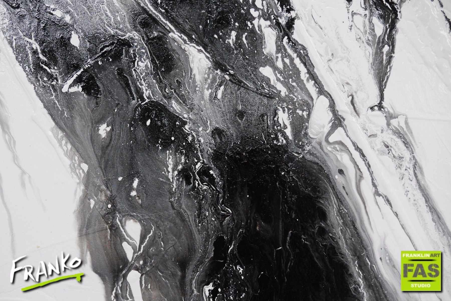 White Mystic 160cm x 100cm White Black Abstract Painting (SOLD)