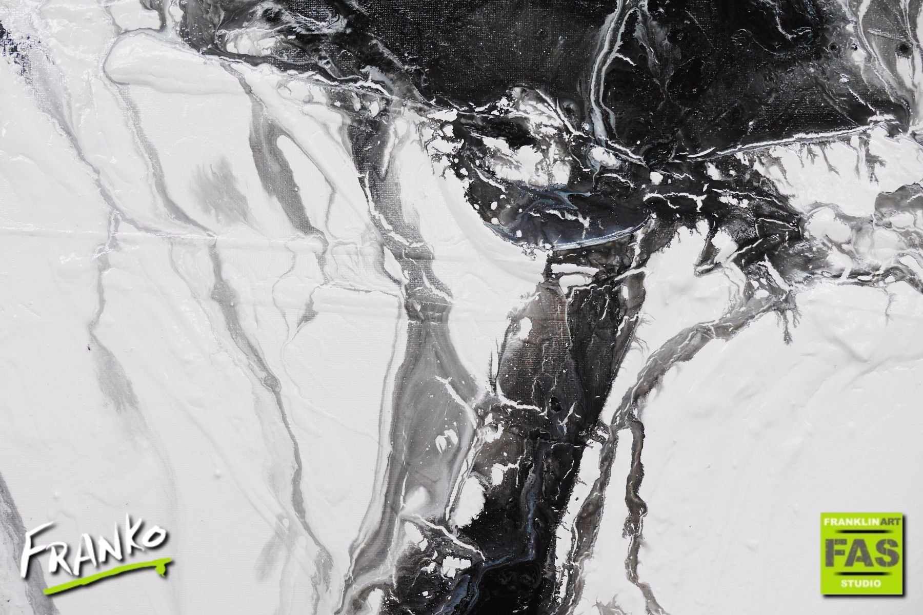 White Mystic 160cm x 100cm White Black Abstract Painting (SOLD)