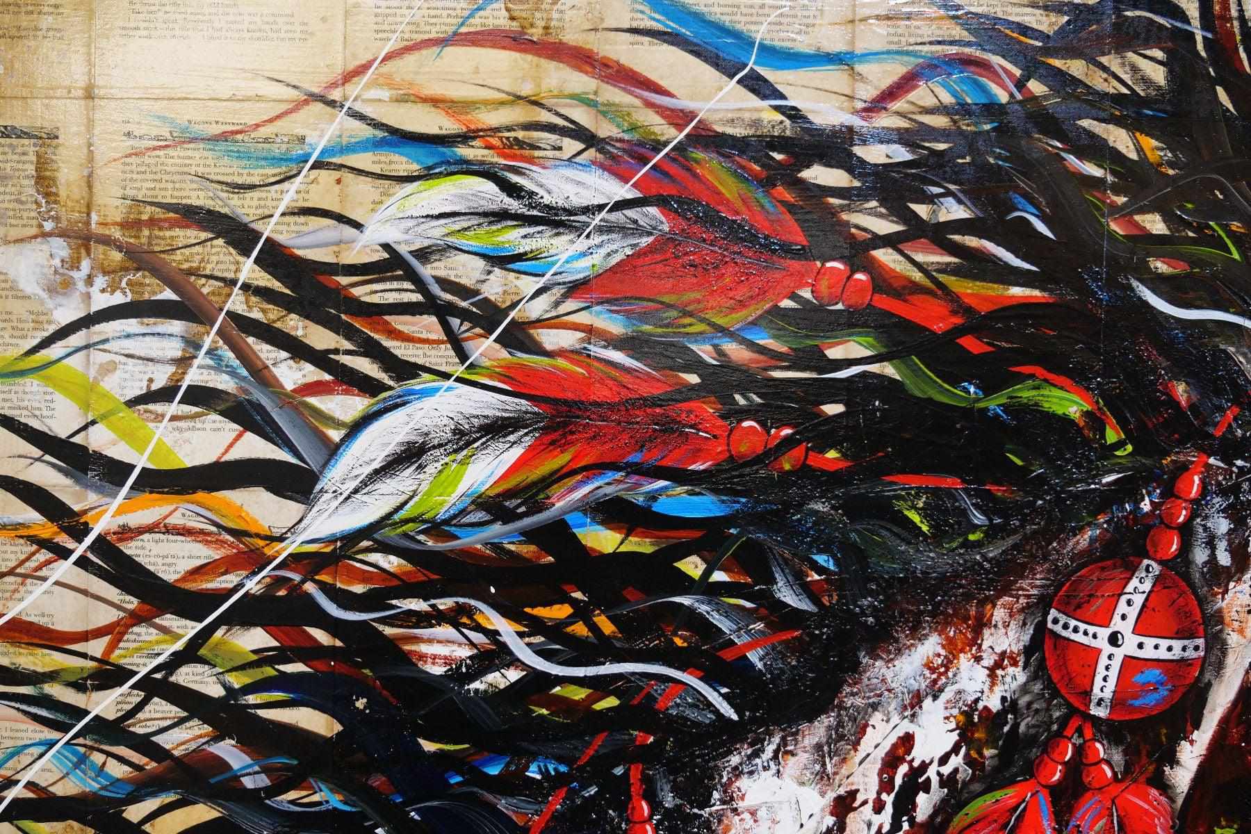 Wild Ahiga 120cm x 150cm Indian War Horse Abstract Realism Book Club Painting (SOLD)