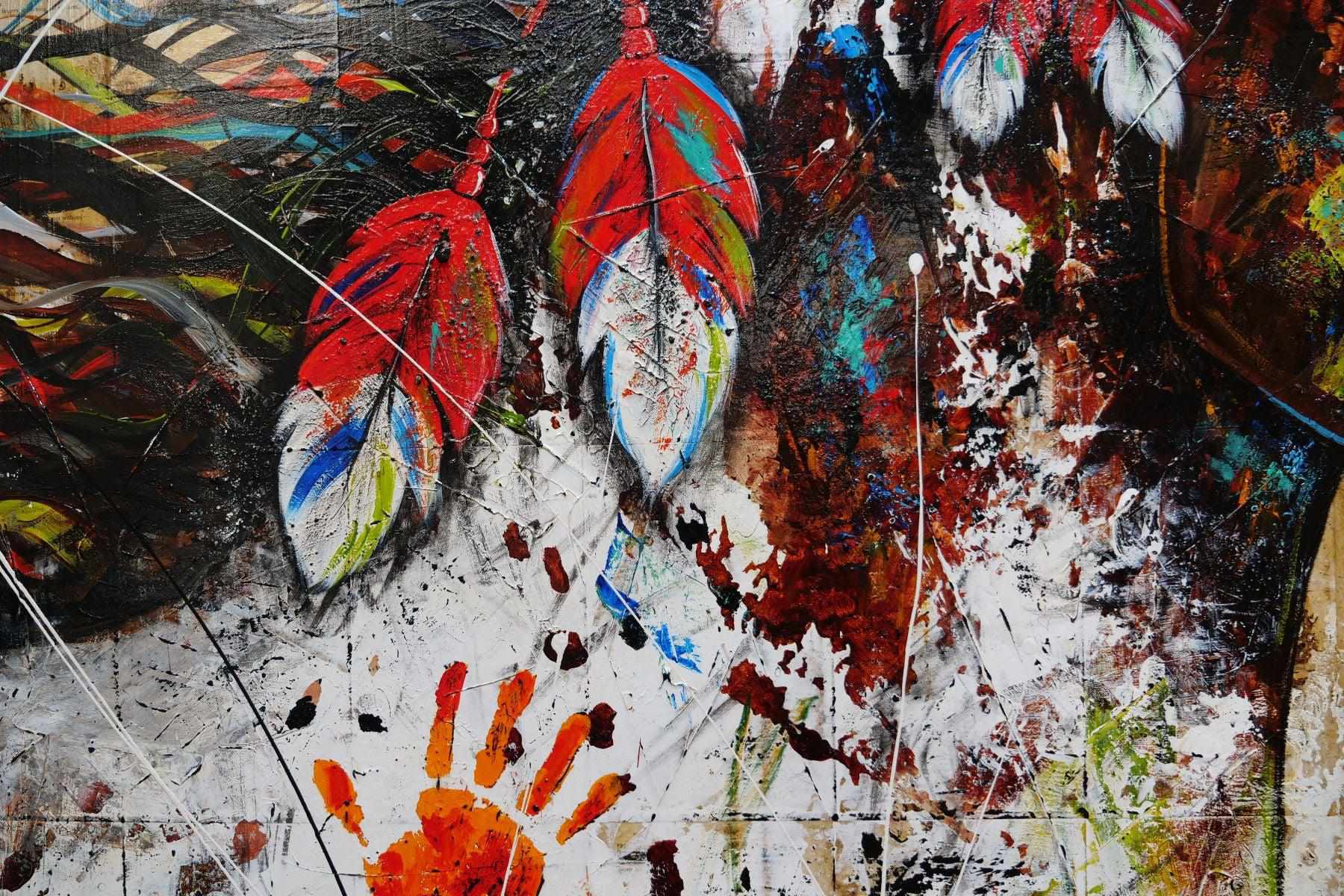 Wild Ahiga 120cm x 150cm Indian War Horse Abstract Realism Book Club Painting-book club-[Franko]-[Artist]-[Australia]-[Painting]-Franklin Art Studio