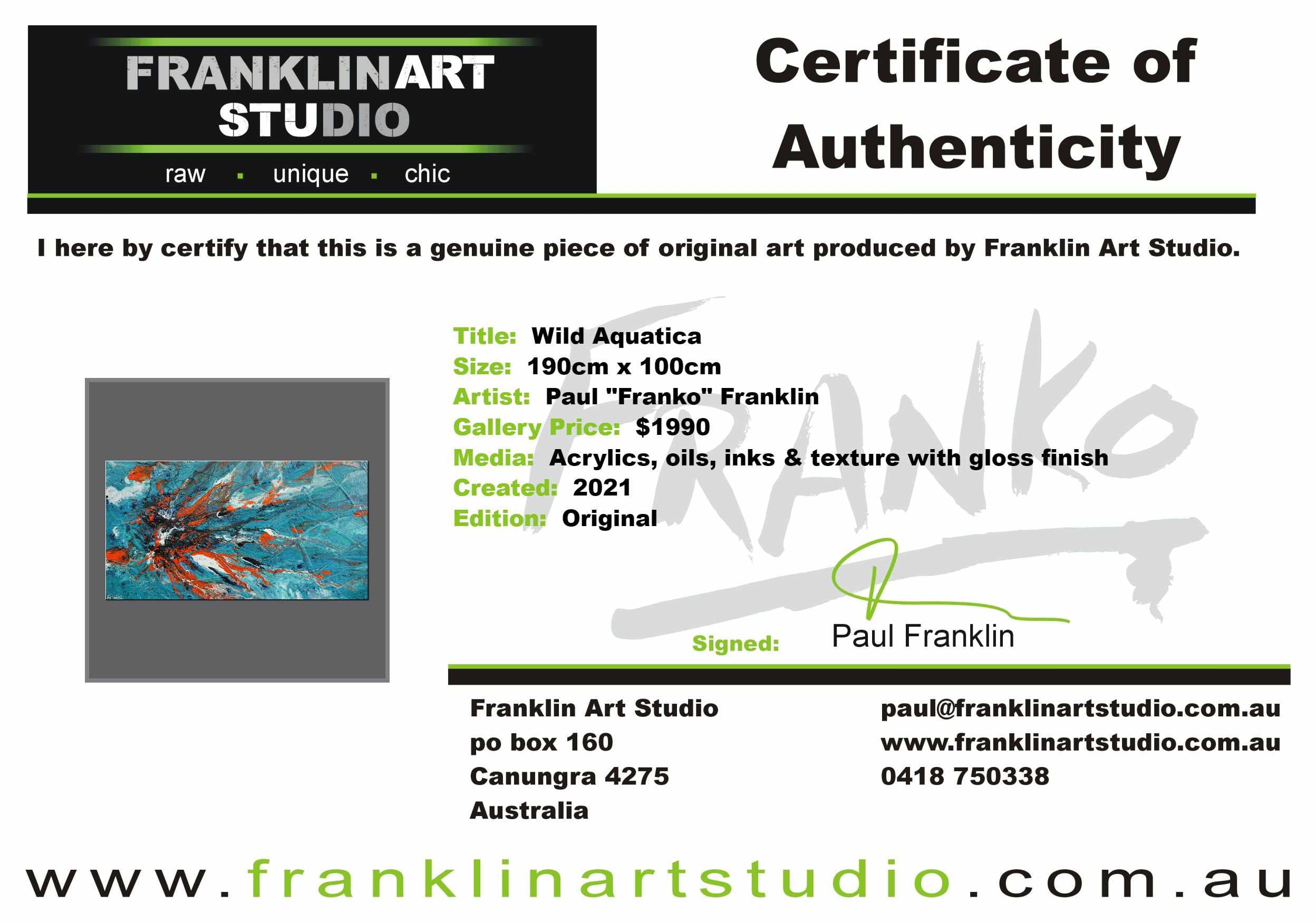 Wild Aquatica 190cm x 100cm Turquoise Orange Textured Abstract Painting (SOLD)-Abstract-[Franko_Artist]-[The_Block]-[Dream_Homes]-[ideas]-[Grand_Designs]-[Art_Lover]-Franklin Art Studio