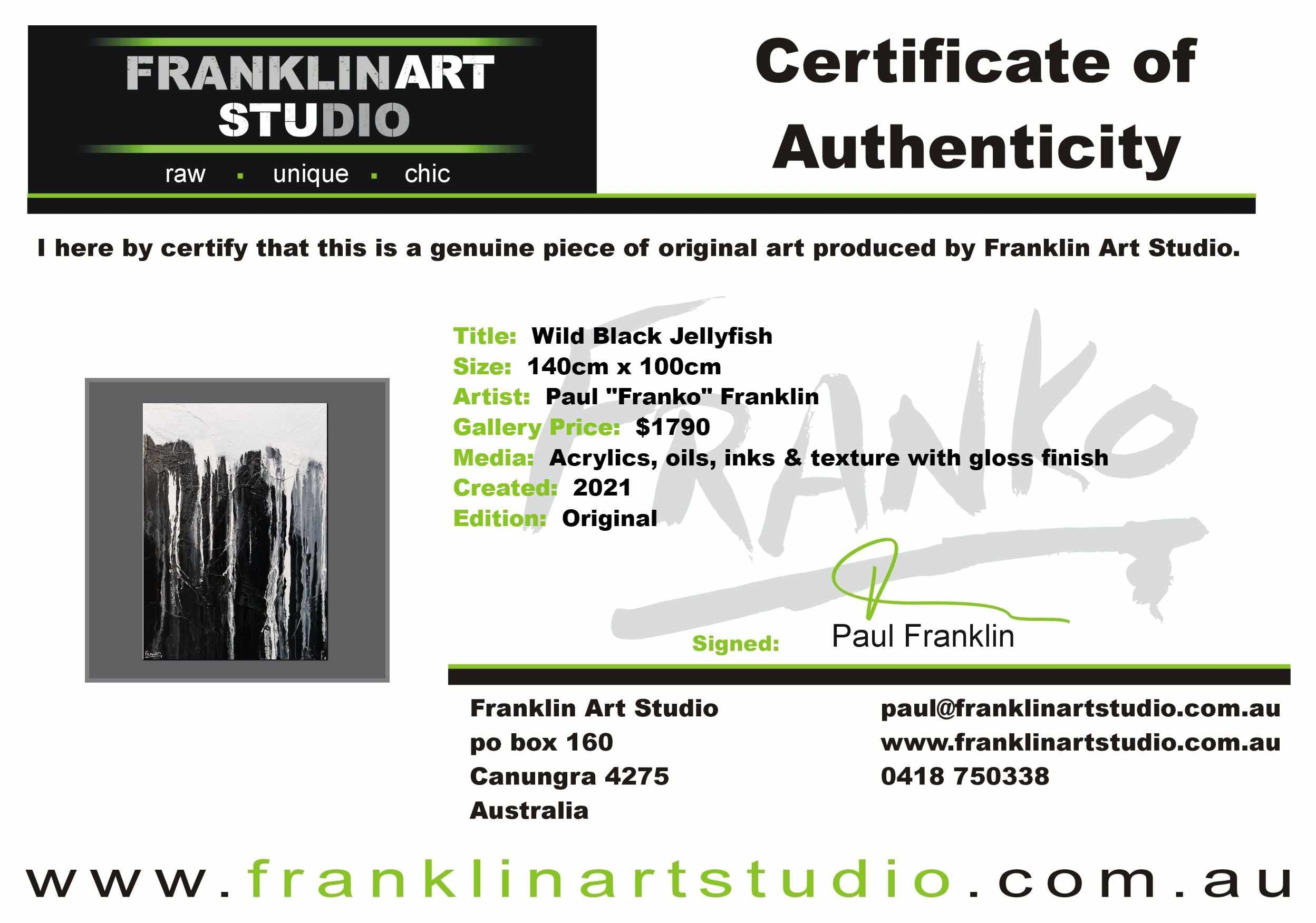 Wild Black Jellyfish 140cm x 100cm Black White Textured Abstract Painting (SOLD)-Abstract-[Franko_Artist]-[The_Block]-[Dream_Homes]-[ideas]-[Grand_Designs]-[Art_Lover]-Franklin Art Studio