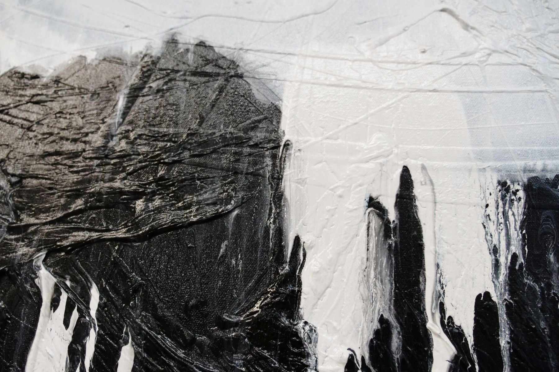 Wild Black Jellyfish 140cm x 100cm Black White Textured Abstract Painting (SOLD)