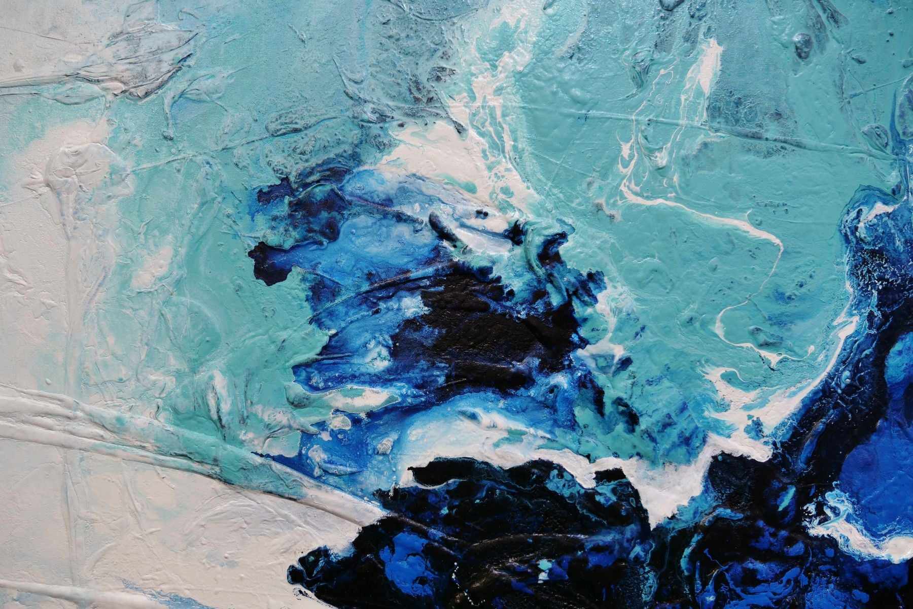 Wild Blue 160cm x 100cm Blue Aqua White Textured Abstract Painting