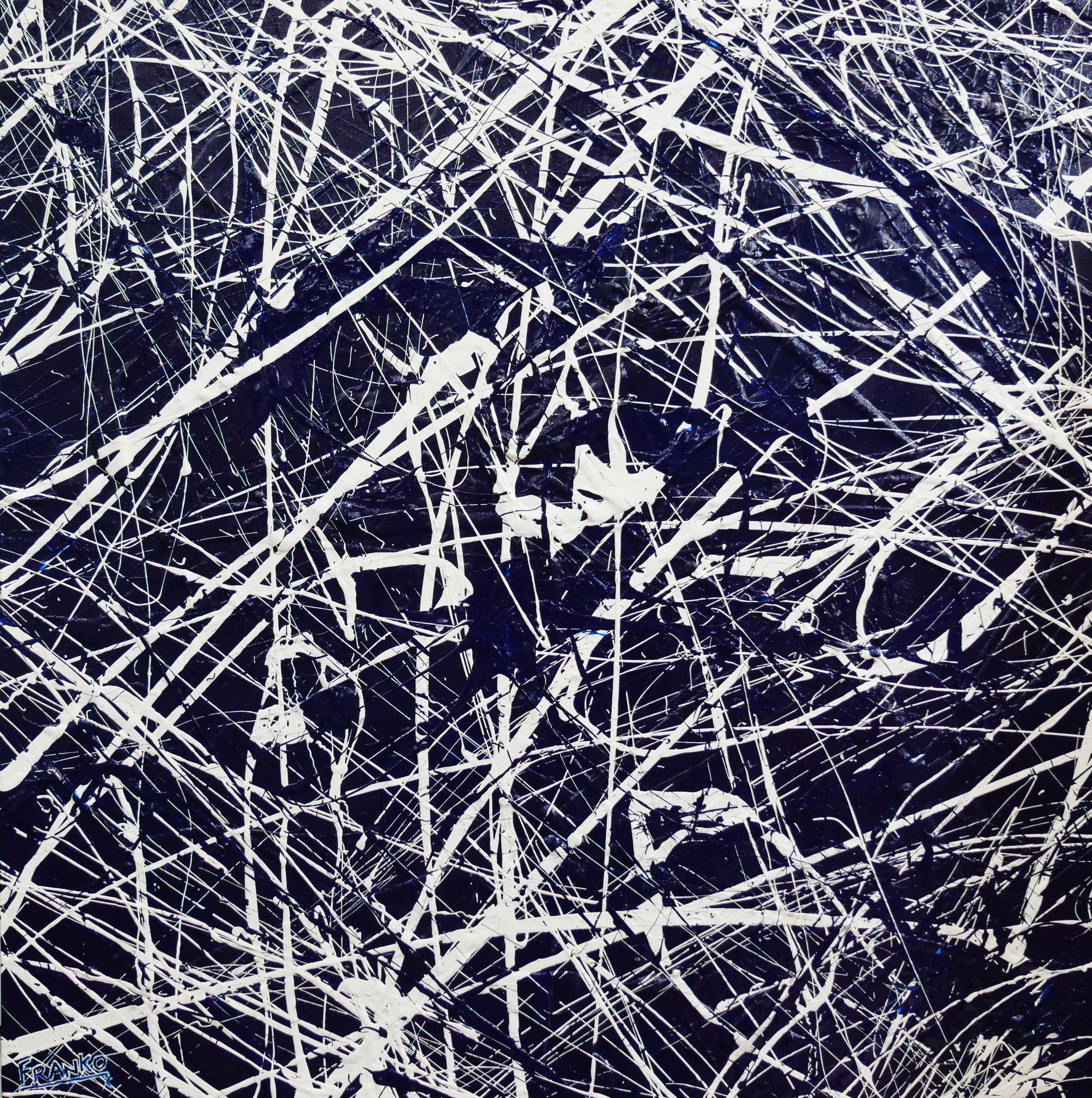 Wild Hamptons 120cm x 120cm White Blue Textured Abstract Painting-Abstract-[Franko_Artist]-[Australian_artist]-[Gold_Coast]-[Brisbane]-[modern]-[contemporary]-[original]-[Large_artwork]-Franklin Art Studio
