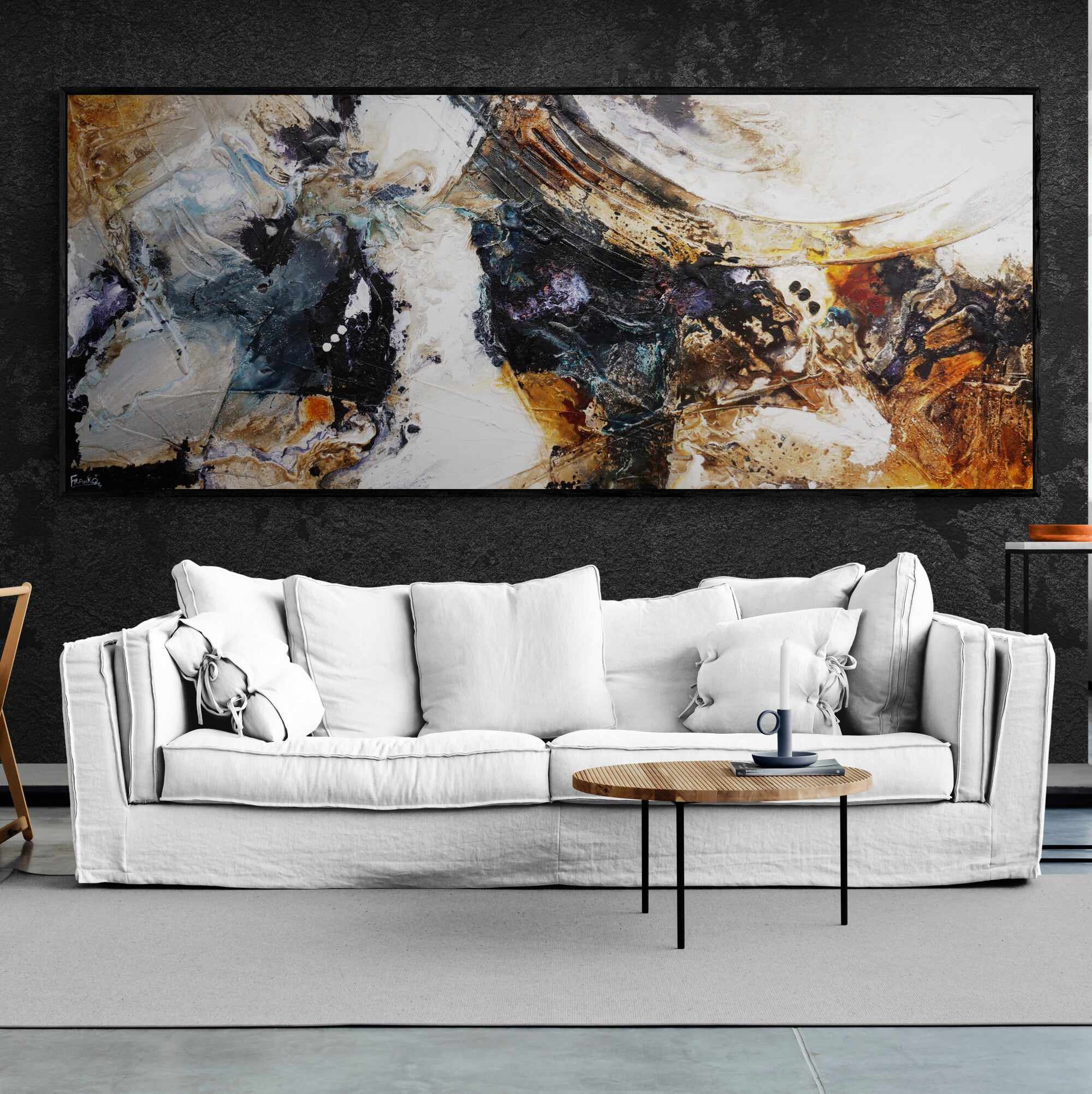 Witches Brew 240cm x 100cm Brown Black Textured Abstract Painting (SOLD)-Abstract-[Franko_Artist]-[The_Block]-[Dream_Homes]-[ideas]-[Grand_Designs]-[Art_Lover]-Franklin Art Studio