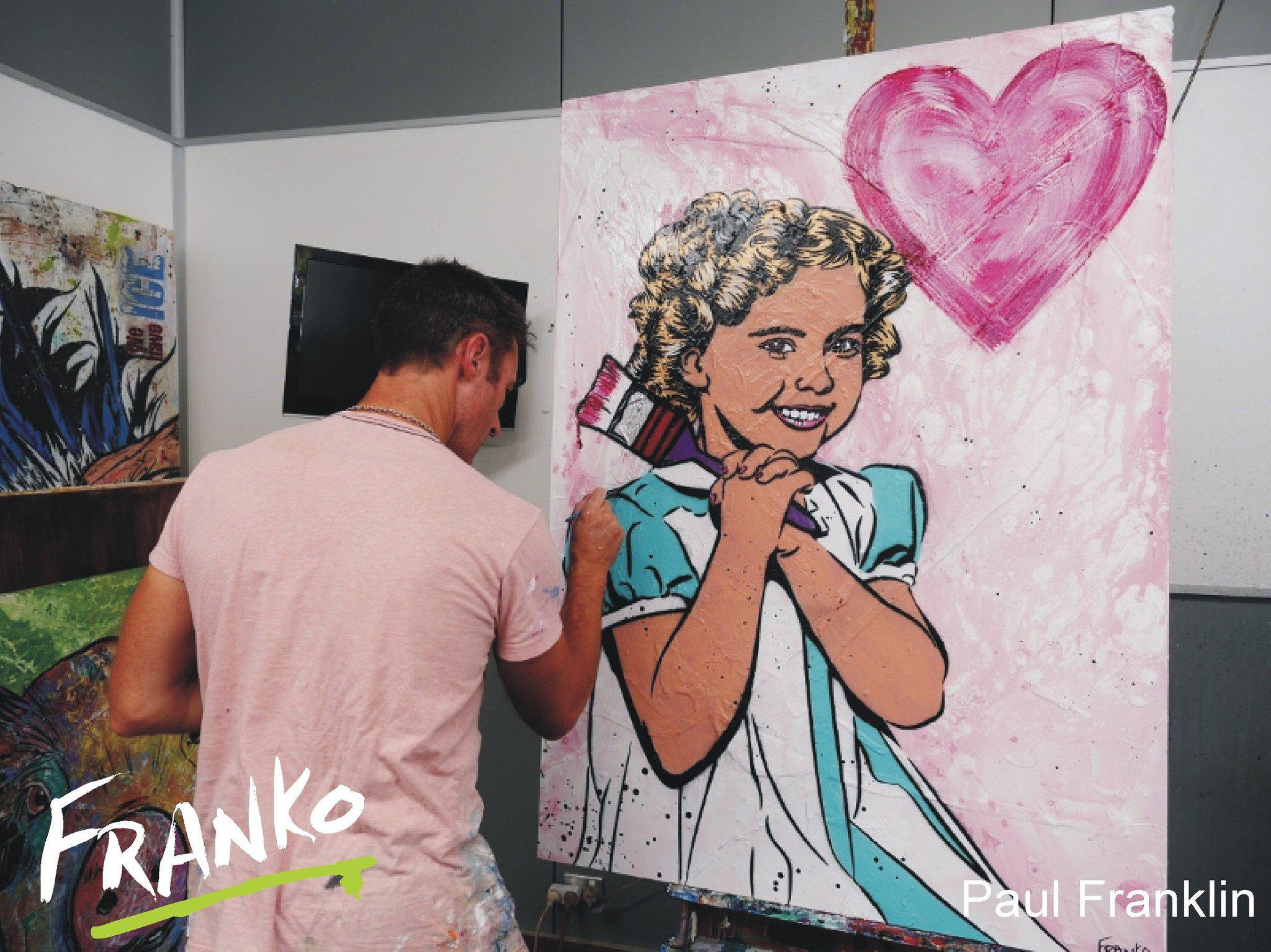 With Love 140cm x 100cm Shirley Temple Pop Art Painting (SOLD)-urban pop-[Franko_Artist]-[The_Block]-[Dream_Homes]-[ideas]- [Grand_Designs]-Franklin Art Studio