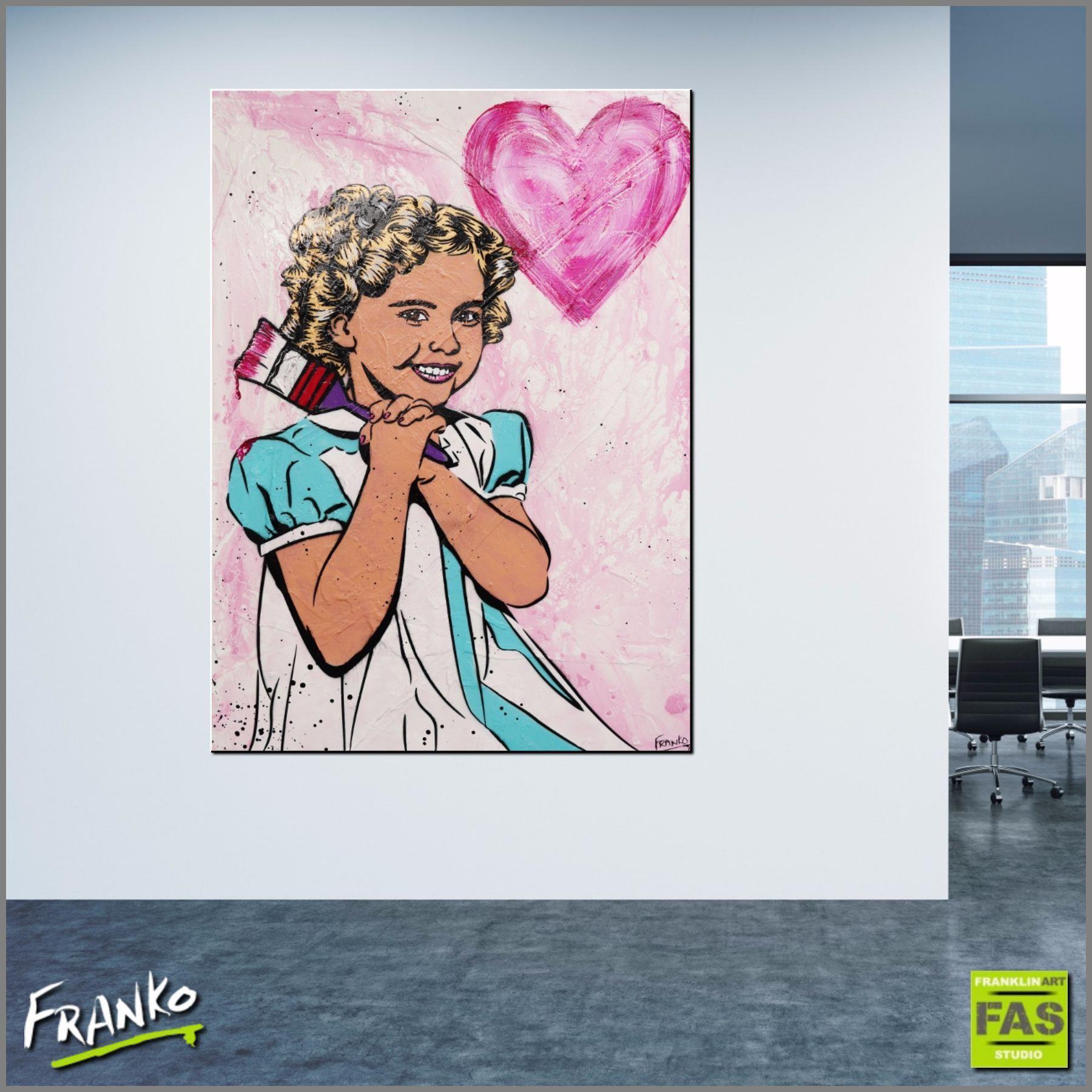 With Love 140cm x 100cm Shirley Temple Pop Art Painting (SOLD)-urban pop-[Franko_Artist]-[Australian_artist]-[Gold_Coast]-[Brisbane]-[modern]-[contemporary]-[original]-[Large_artwork]-[The_Block]-[Dream_Homes]-[ideas]-[Grand_Designs]-[Art_Lover]-Franklin Art Studio