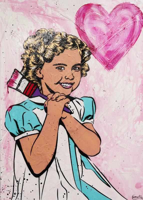 With Love 140cm x 100cm Shirley Temple Pop Art Painting (SOLD)-urban pop-[Franko_Artist]-[Australian_artist]-[Gold_Coast]-[Brisbane]-[modern]-[contemporary]-[original]-[Large_artwork]-Franklin Art Studio