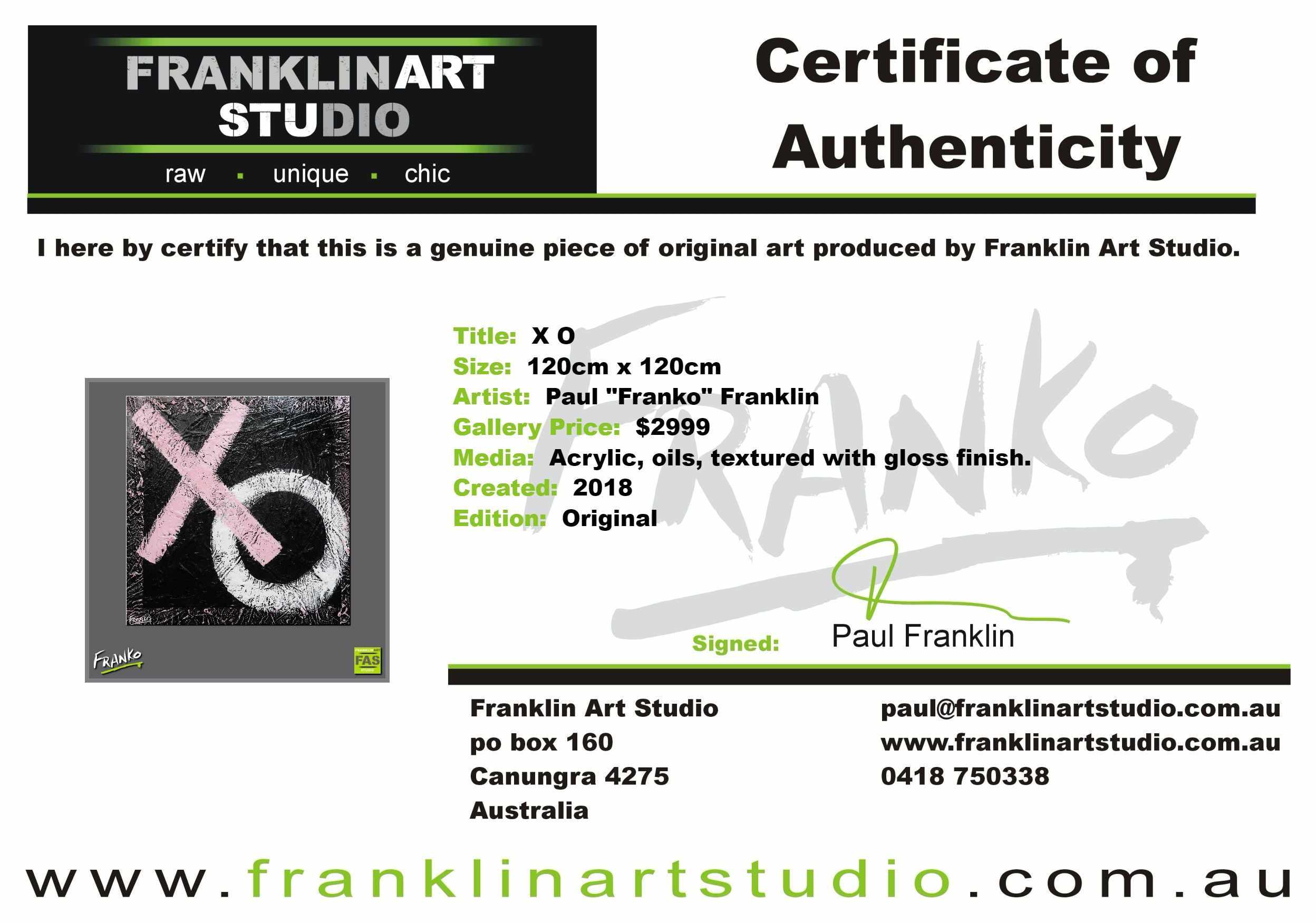 X O 120cm x 120cm Black White Pink Abstract Painting (SOLD)-Abstract-[Franko_Artist]-[The_Block]-[Dream_Homes]-[ideas]-[Grand_Designs]-[Art_Lover]-Franklin Art Studio