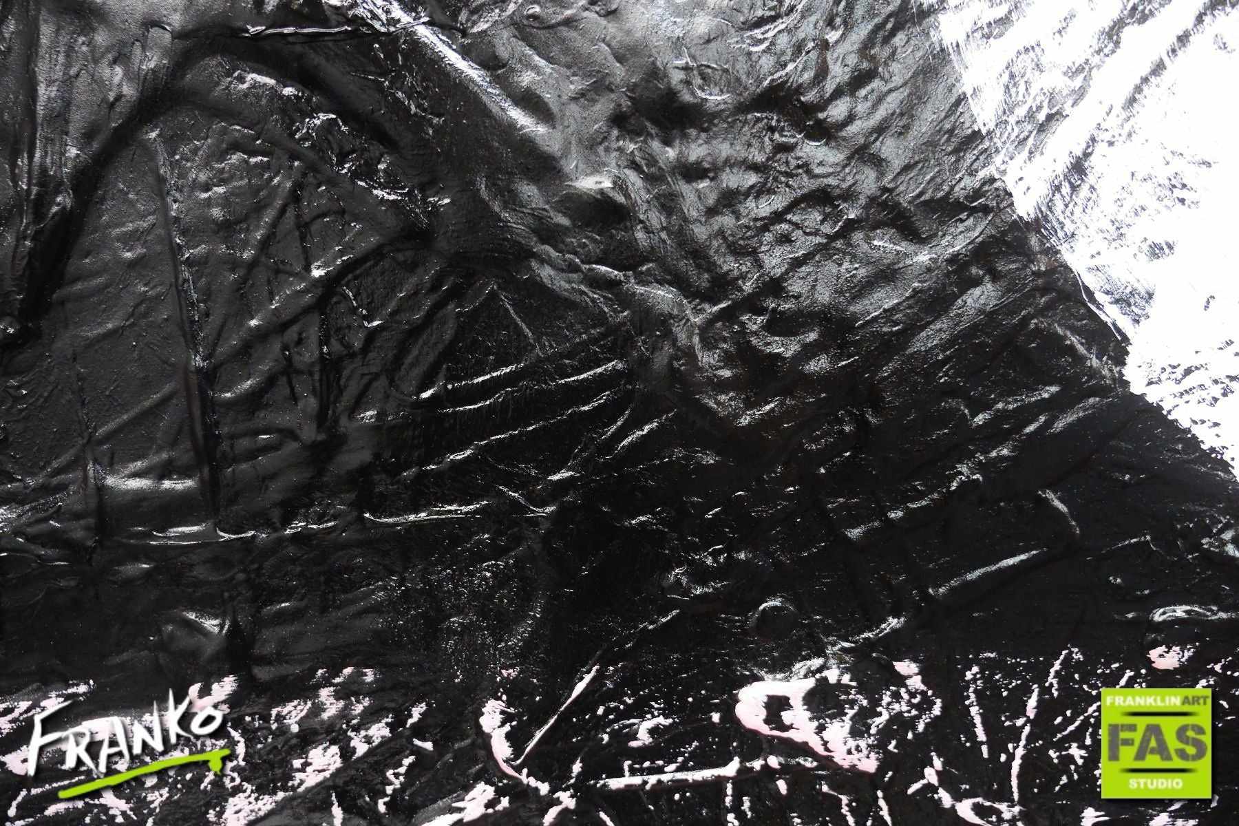 X O 120cm x 120cm Black White Pink Abstract Painting (SOLD)