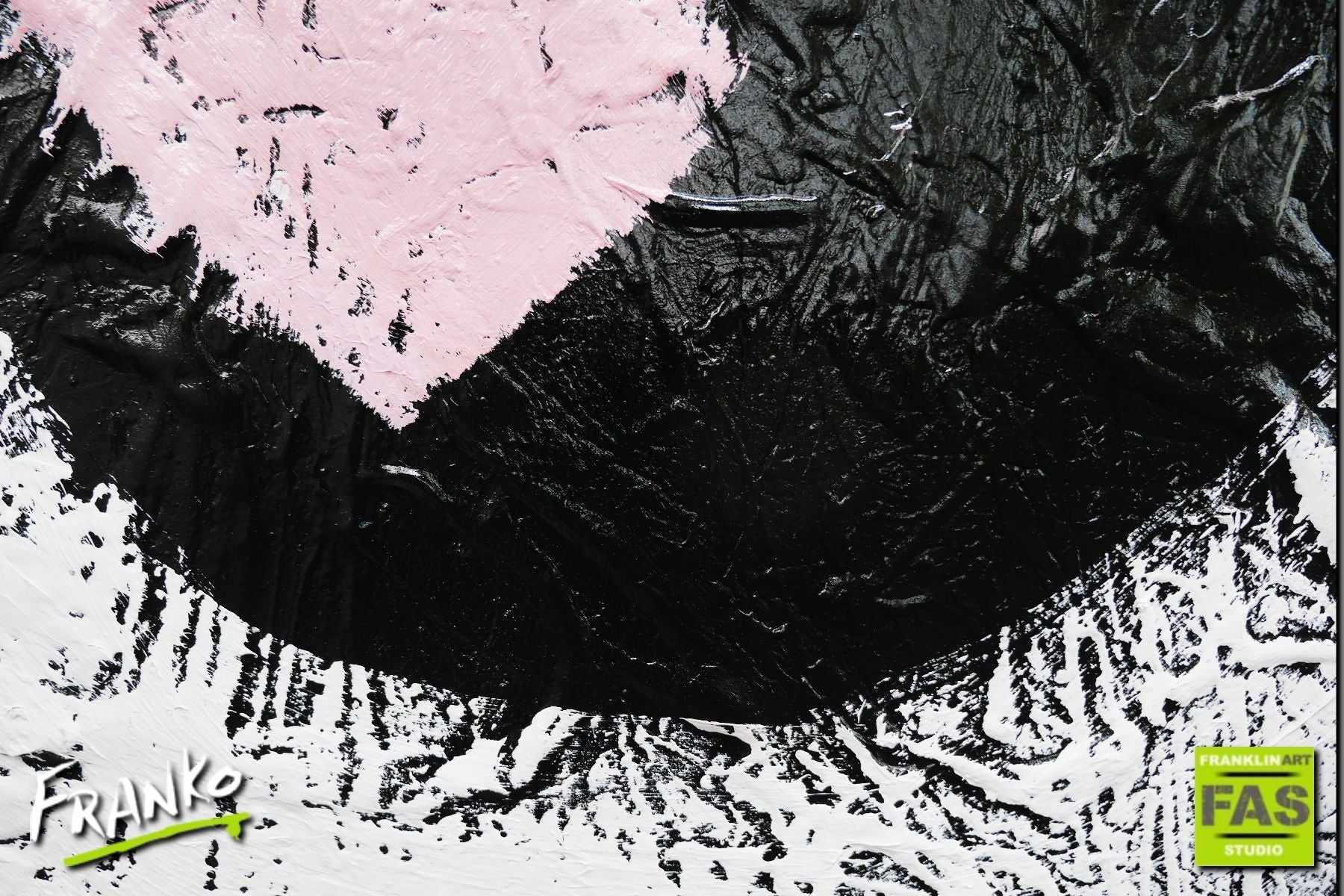 X O 120cm x 120cm Black White Pink Abstract Painting (SOLD)-Abstract-[Franko]-[Artist]-[Australia]-[Painting]-Franklin Art Studio