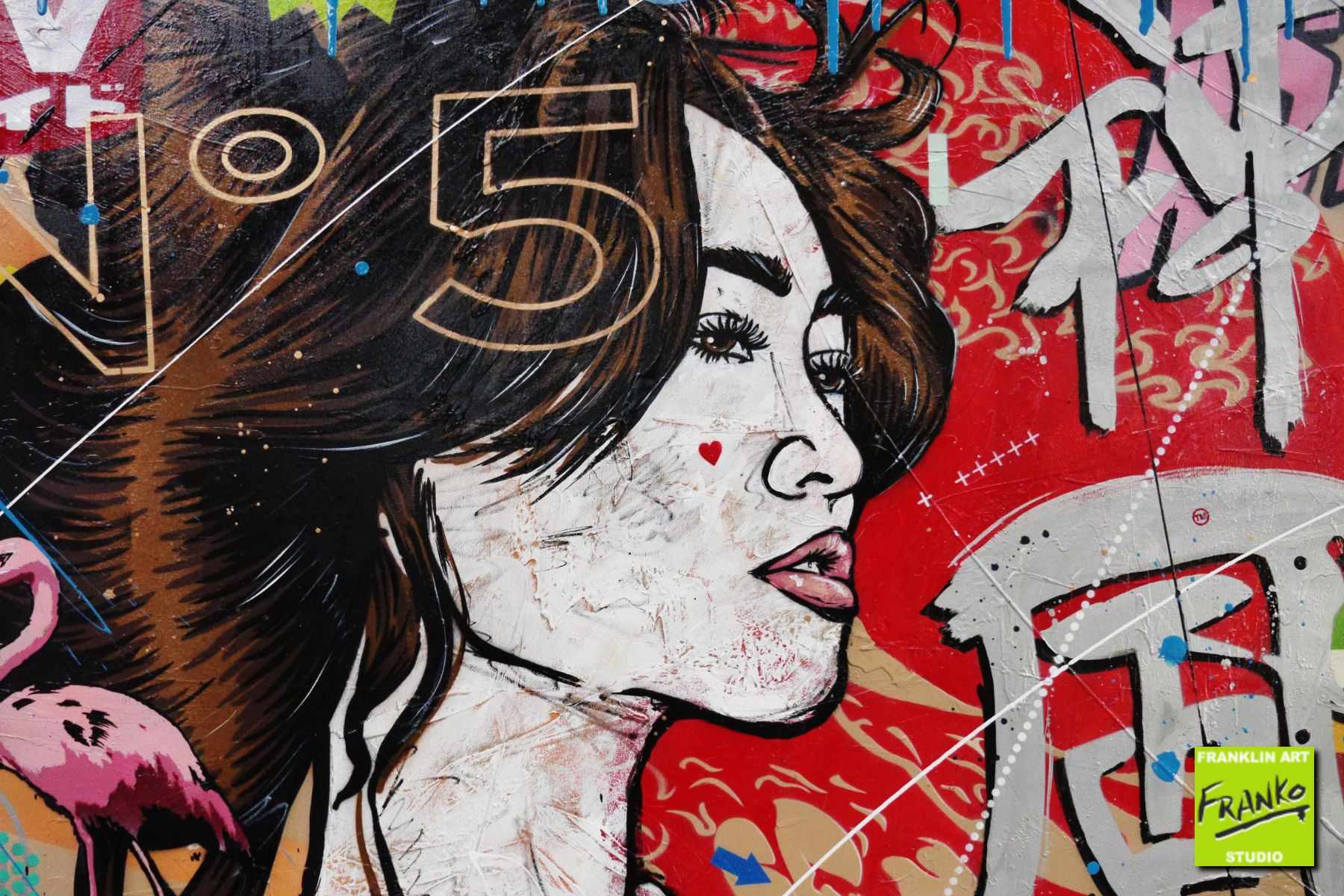Zero 190cm x 100cm Geisha Textured Urban Pop Art Painting (SOLD)