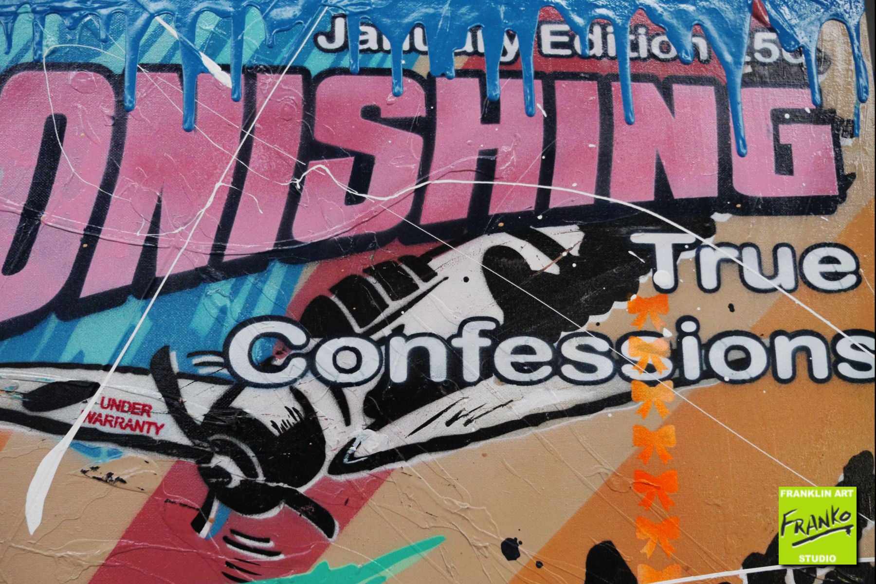 Zero 190cm x 100cm Geisha Textured Urban Pop Art Painting (SOLD)-urban pop-[Franko]-[Artist]-[Australia]-[Painting]-Franklin Art Studio